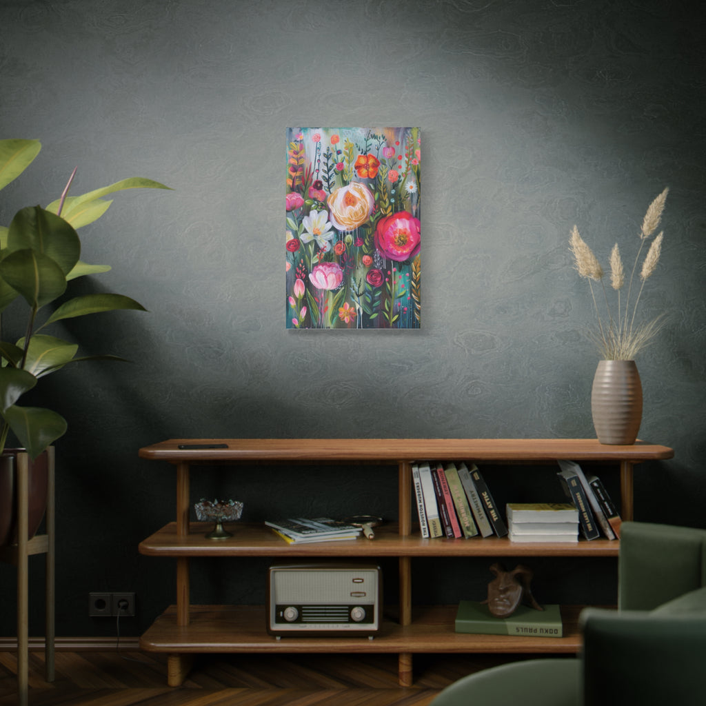 Watercolor Boho Floral Wall Art Matte Canvas Stretched, Vibrant Botanical Design, Perfect for Living Room, Bedroom, or Office Decor, Adds a Stylish Touch to Any Space - MRSBYVALLE