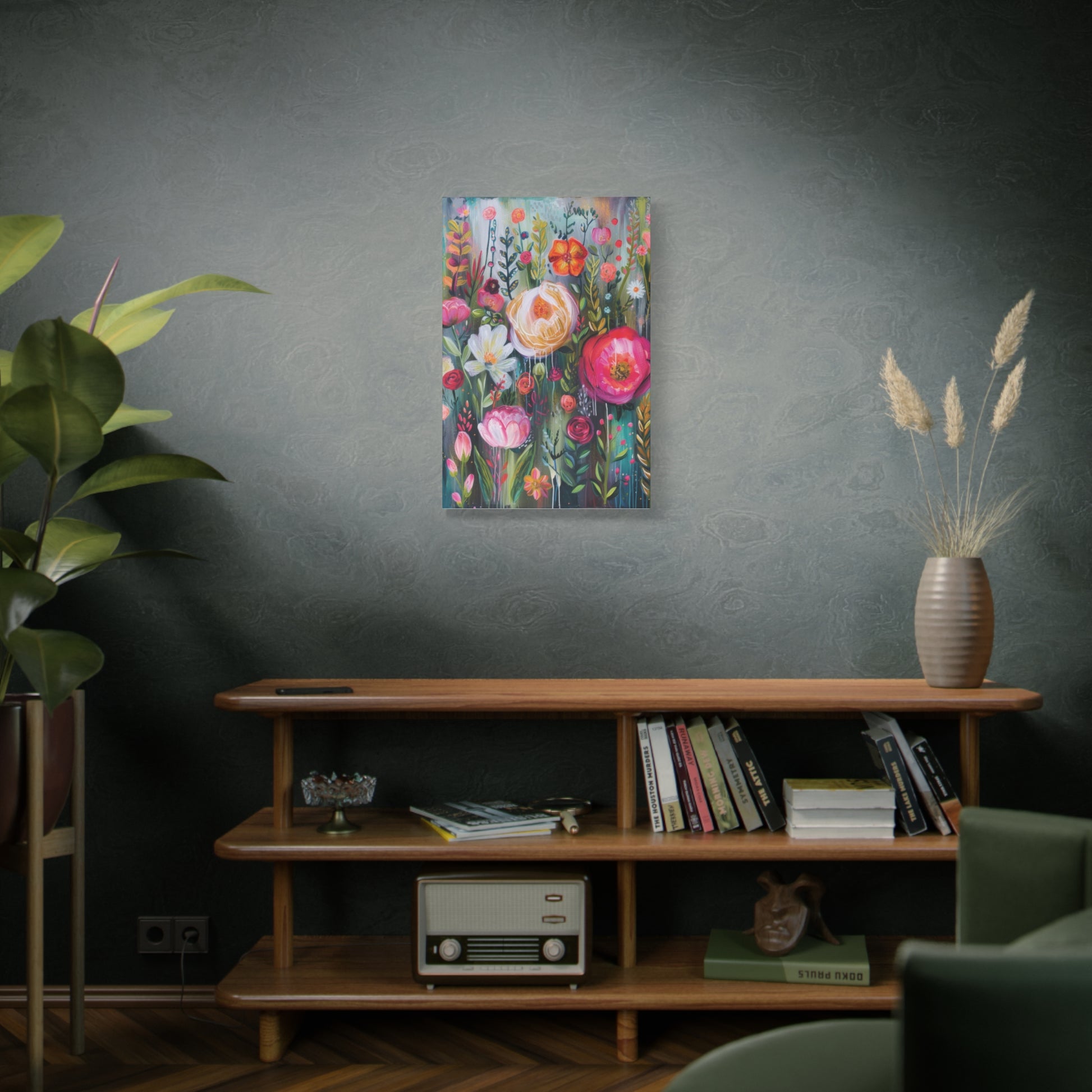 Watercolor Boho Floral Wall Art Matte Canvas Stretched, Vibrant Botanical Design, Perfect for Living Room, Bedroom, or Office Decor, Adds a Stylish Touch to Any Space - MRSBYVALLE