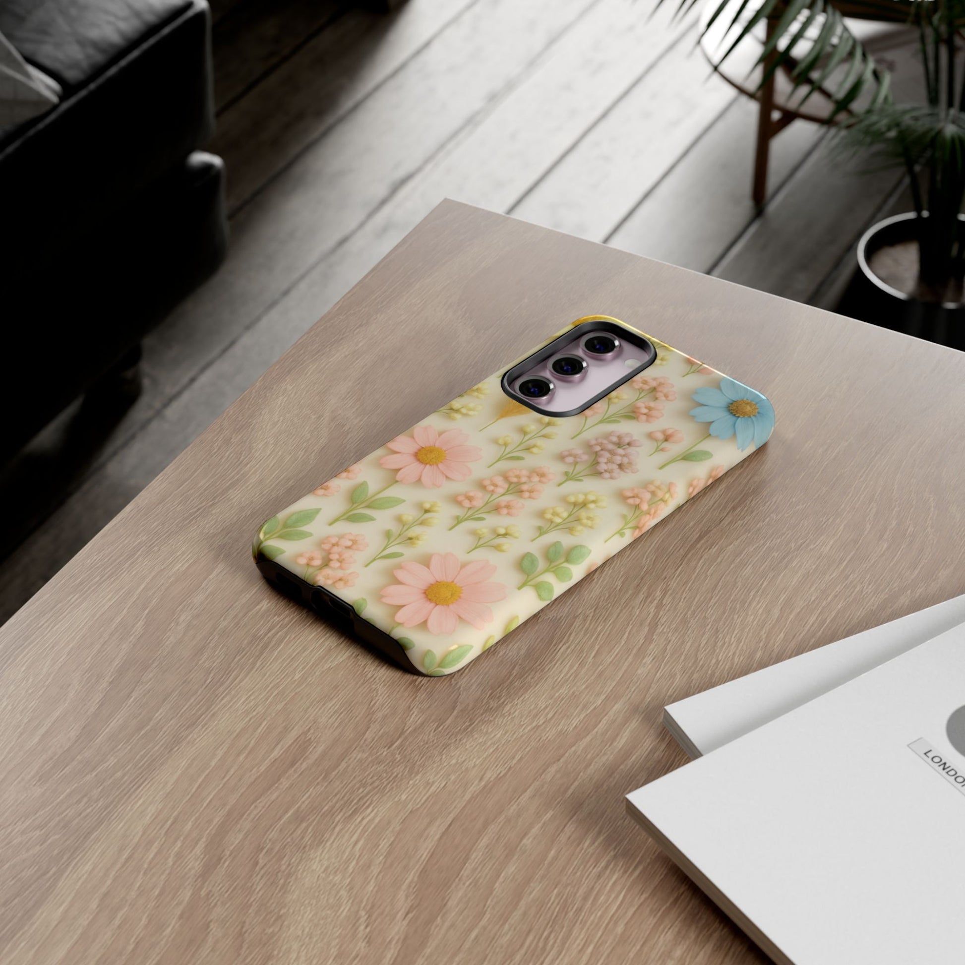 Pastel Dried Flowers Illusion Phone Case 3D Realistic Pressed Floral Design, Bright Botanical Aesthetic, Soft Nature-Inspired CoveriPhone & Galaxy