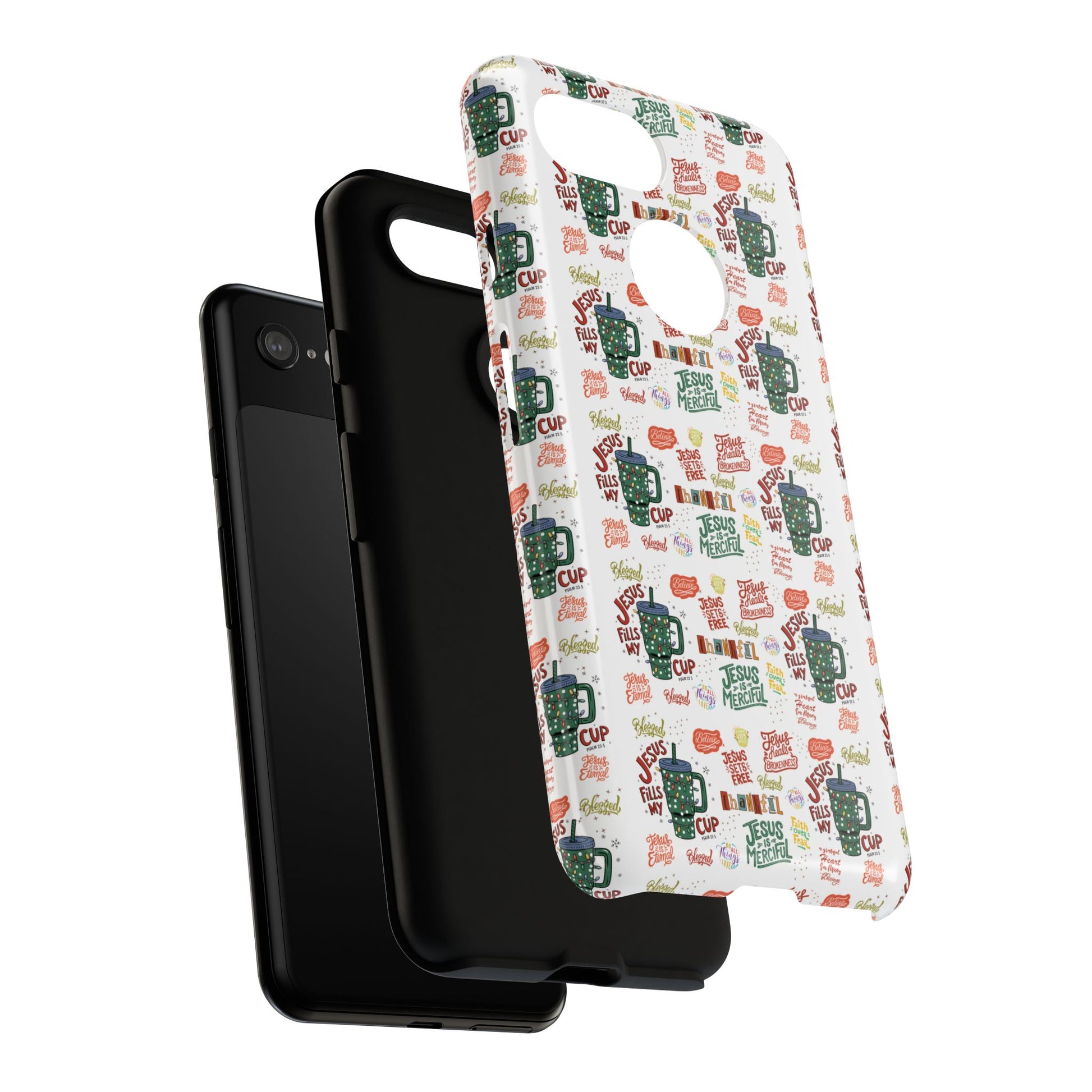 Jesus Fill My Cup Phone Case Cute Floral Design in Red, Pink, Blue – Aesthetic Protective Case for iPhone and  Android