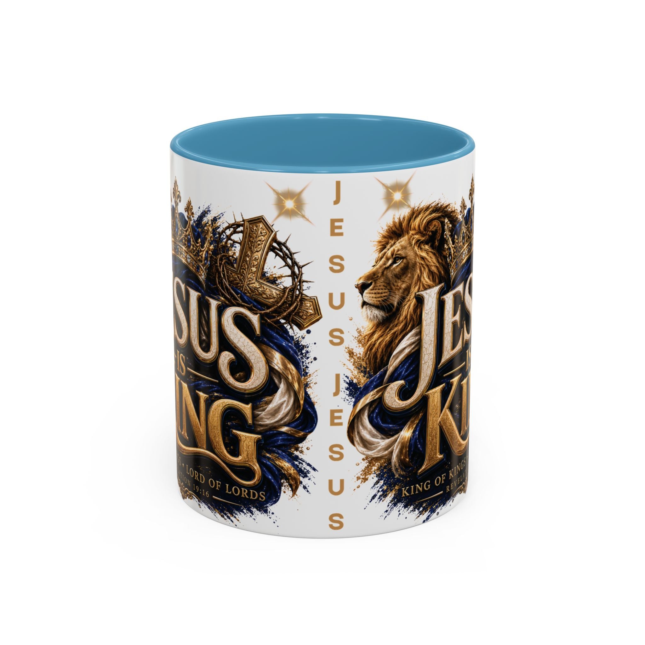 Jesus Is King Coffee Mug Christian Faith Accent Mug (11/15oz) Gift for Dad Mom