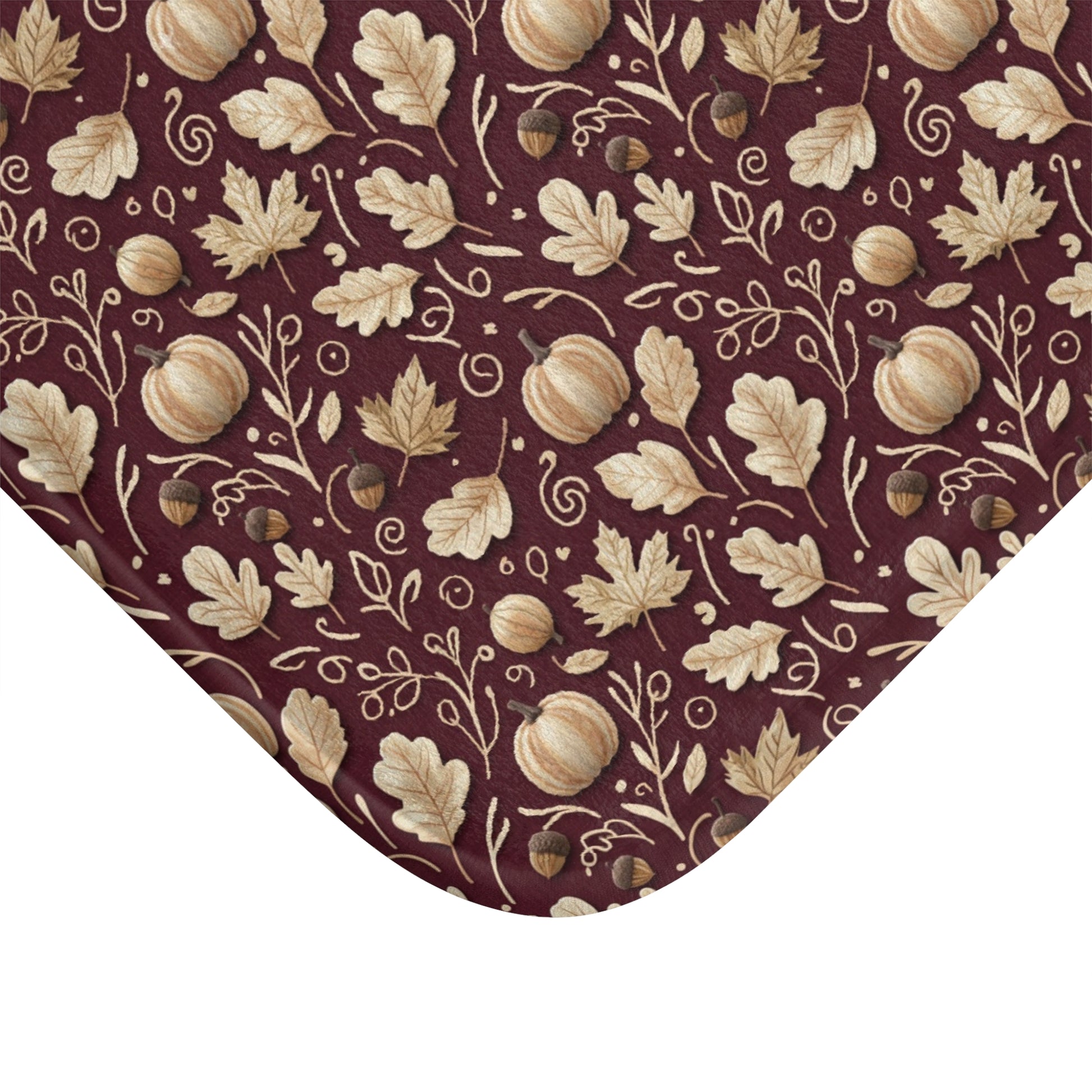 Burgundy Fall Bath Mat, Autumn Leaves Memory Foam Rug, Seasonal Bathroom Decor, Cozy Rustic Harvest Accent Floor Mat