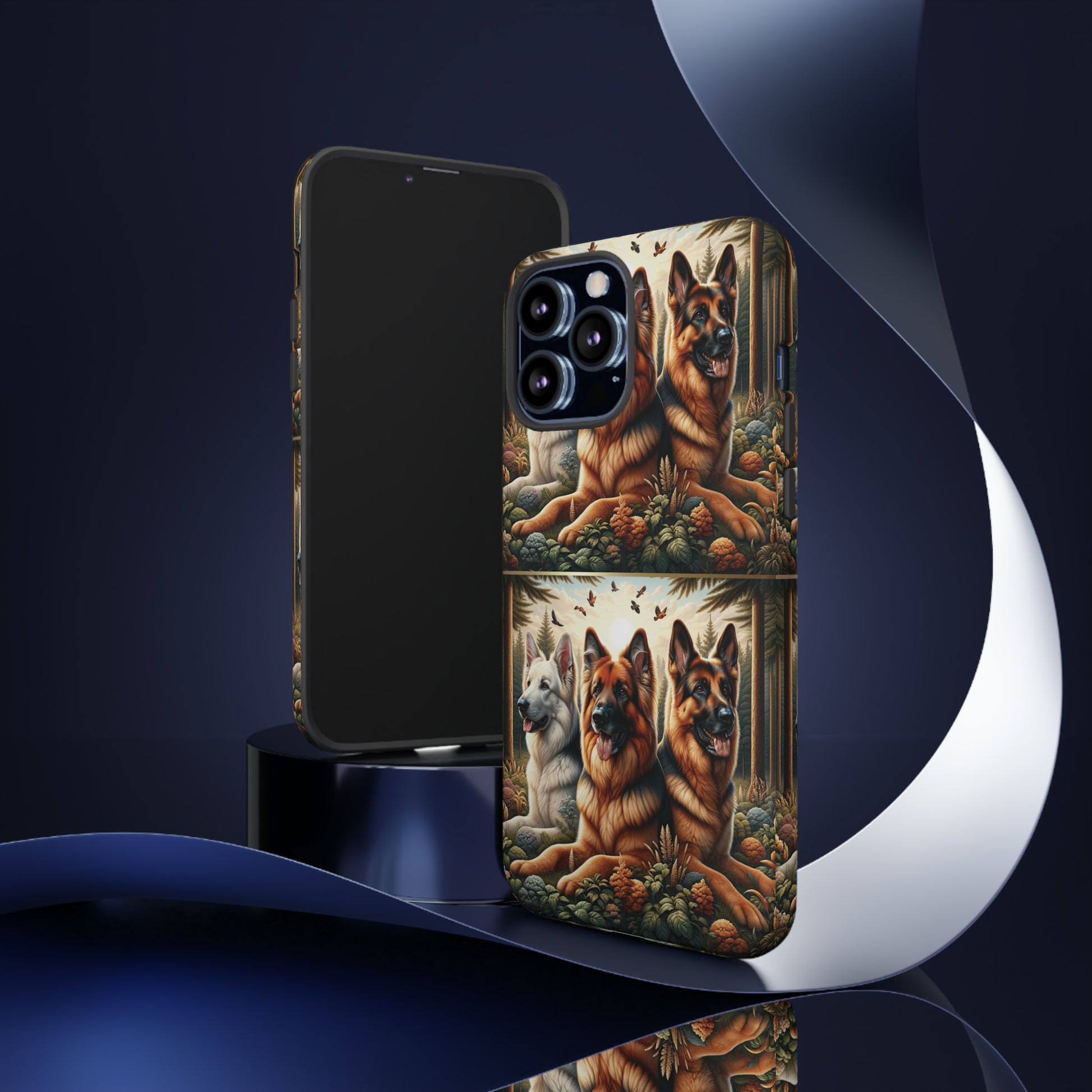 German Shepherd Phone Tough Case Floral Elegant Durable Dog Lover Devices iPhone 15, Samsung iPhone Samsung Accessory Gift for Her.