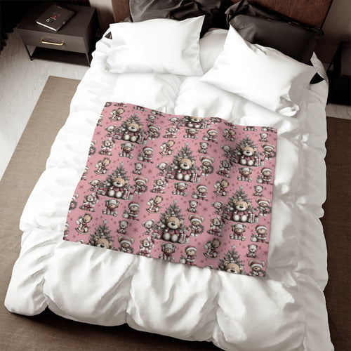 Whimsical Pink Teddy Bear Sweatshirt Blanket Cozy Soft Throw for Holiday Everyday Warmth