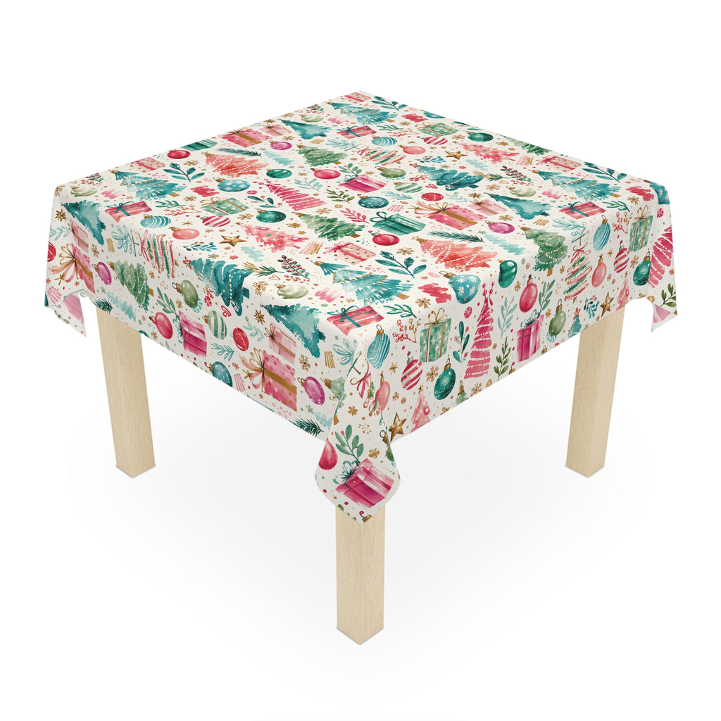 Christmas Trees & Gifts Tablecloth — Festive Holiday Holiday Table Linen Party