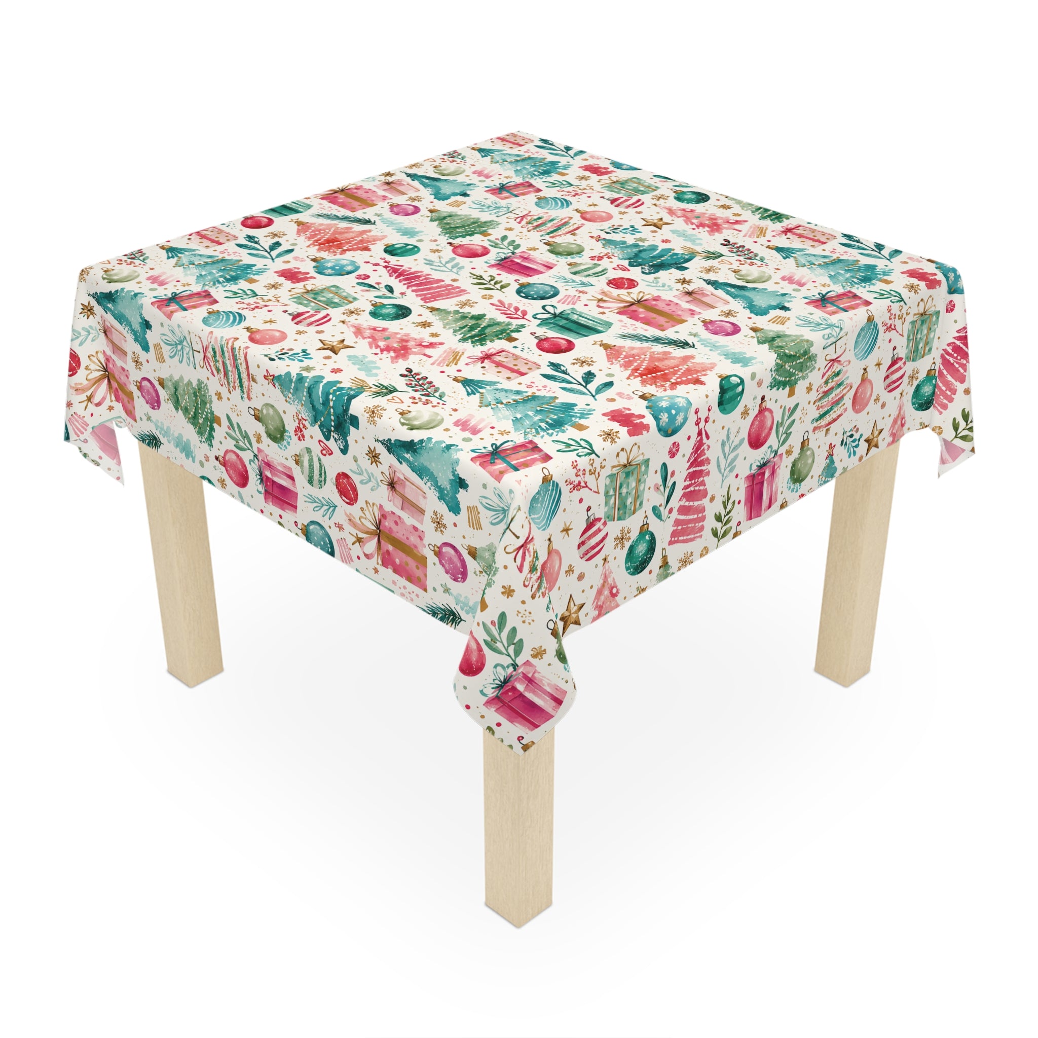 Christmas Trees & Gifts Tablecloth — Festive Holiday Holiday Table Linen Party
