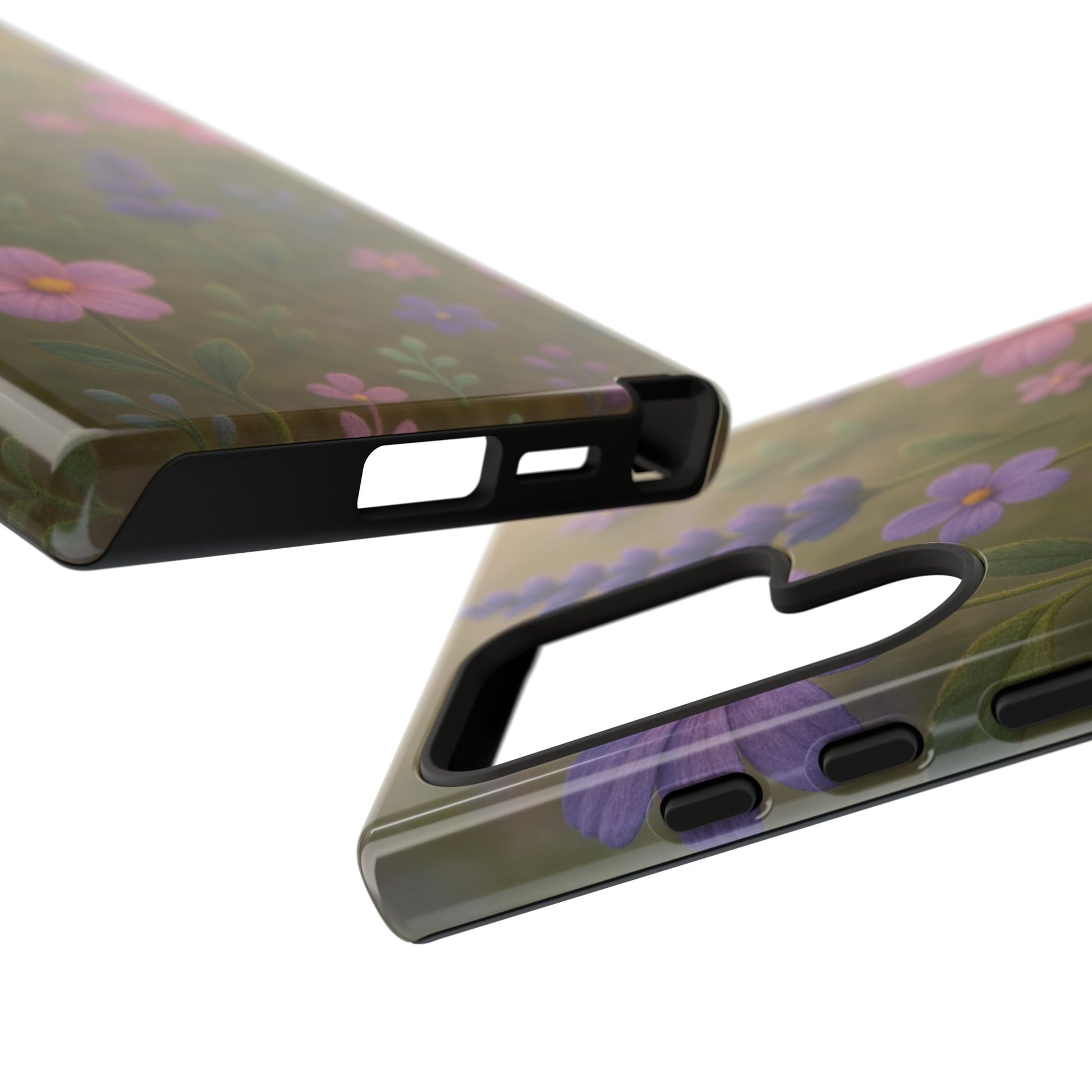 Pastel Flowers 3D Illusion Wildflower Phone Case Cute Pastel Floral Design in Lavender, Pink, Mint Green Aesthetic Protective Case for iPhone and  Android