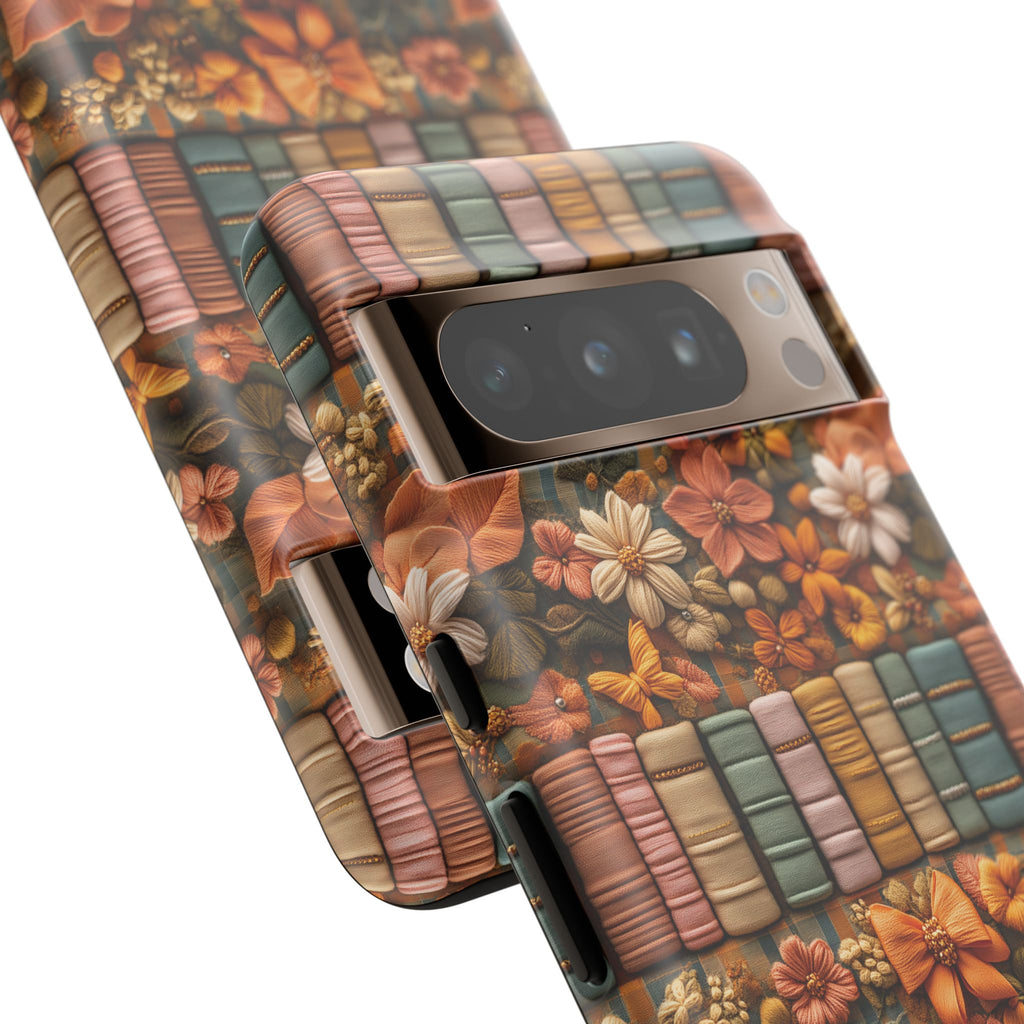 3D Illusion Boho Floral and Books Phone Case Gift for Her Phone 15, Samsung iPhone Samsung Gift for Her Case iPhone 15, Samsung iPhone Samsung Accessory Gift for Her