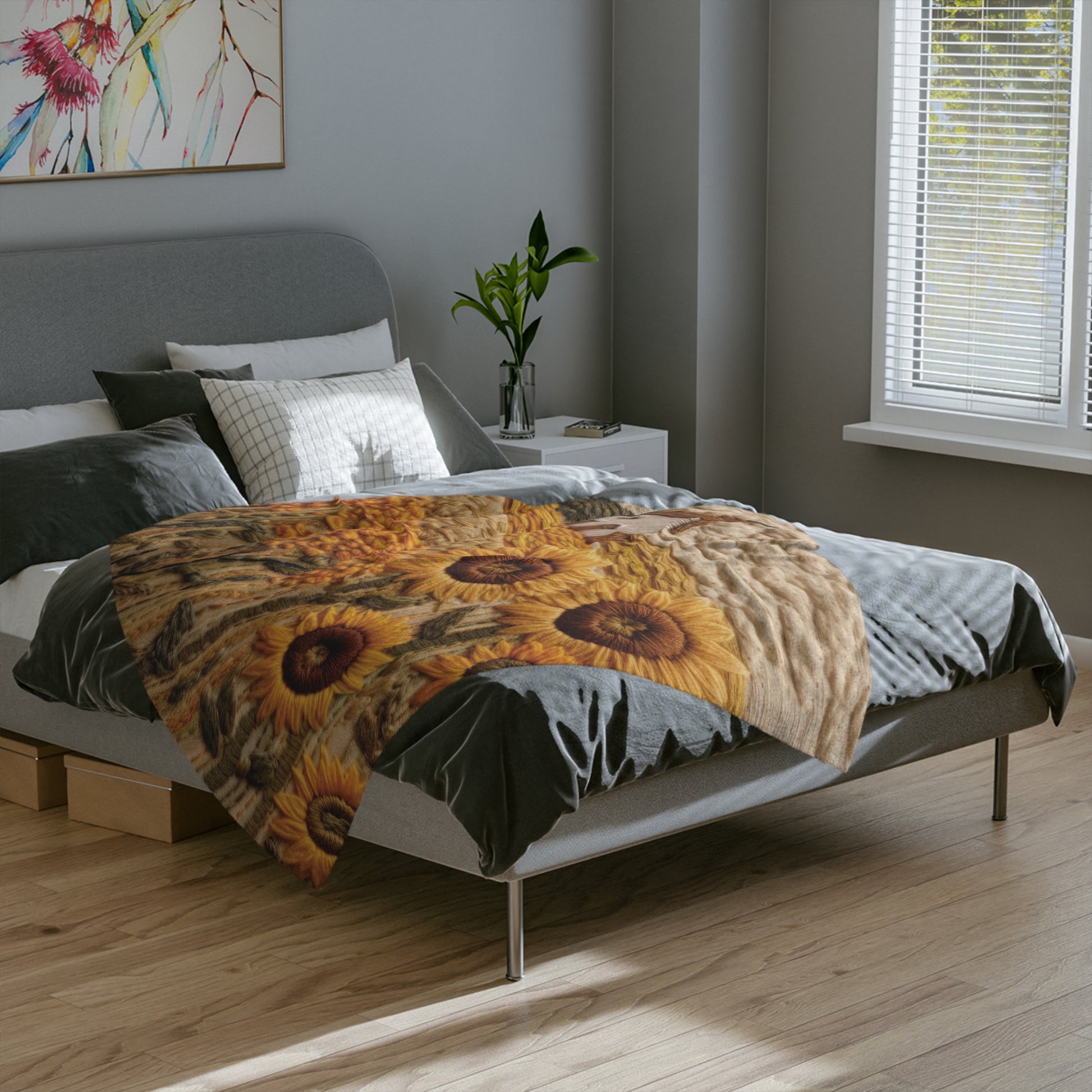 Sunflowers Minky Cozy Blanket Throw - Ultra Soft & Warm Bedding, Perfect for Home, Couch, or Bed | Best Gift for All Seasons Plush Microfiber for Maximum Comfort Blanket, Perfect for Snuggling Decor, Housewarming Gift Throw - MRSBYVALLE