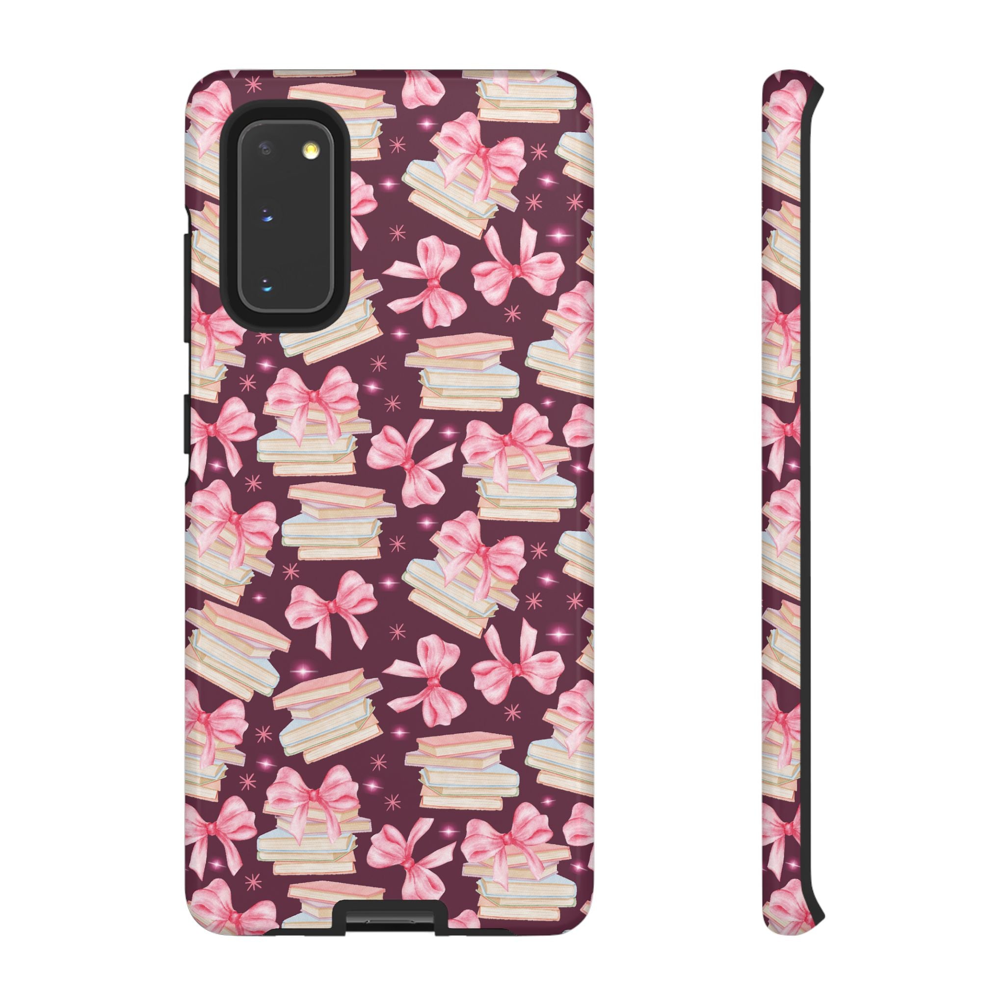 Coquette Pink Bows & Books Phone Case for iPhone 17 and Samsung, Pixel | Stylish Protective Cover Gift for Her Perfect for Floral Lover