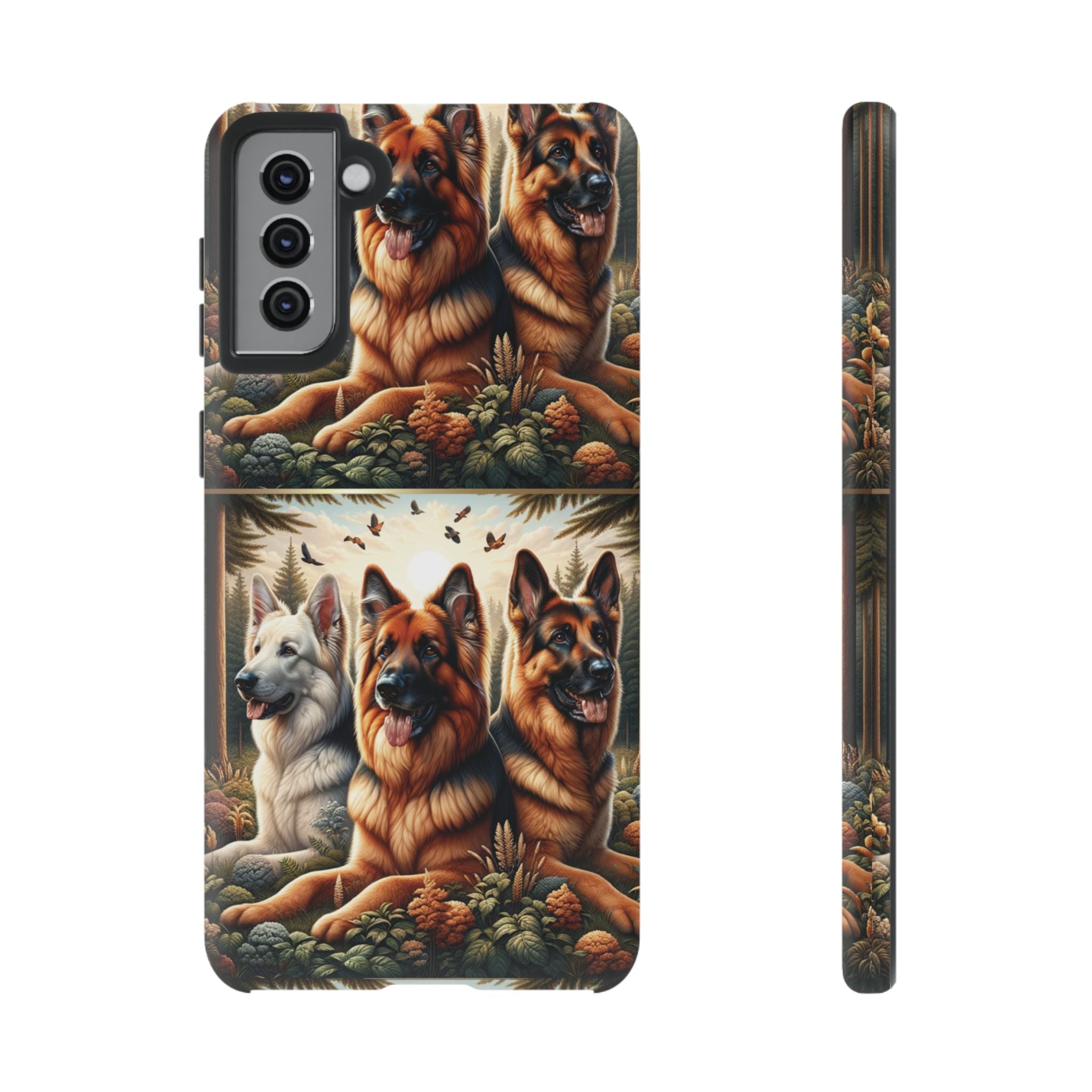 German Shepherd Phone Tough Case Floral Elegant Durable Dog Lover Devices iPhone 15, Samsung iPhone Samsung Accessory Gift for Her