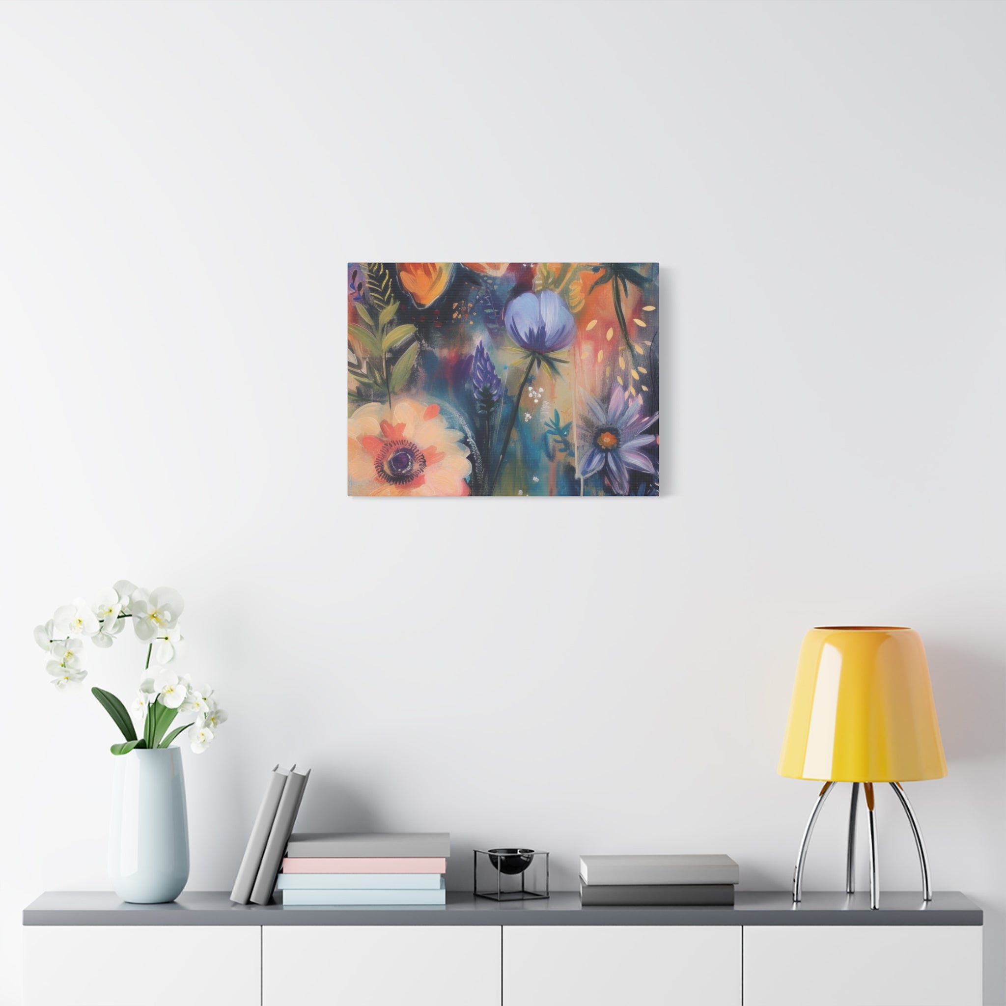 Boho Floral Wall Art Matte Canvas Stretched, Vibrant Botanical Design, Perfect for Living Room, Bedroom, or Office Decor, Adds a Stylish Touch to Any Space1.25" - MRSBYVALLE