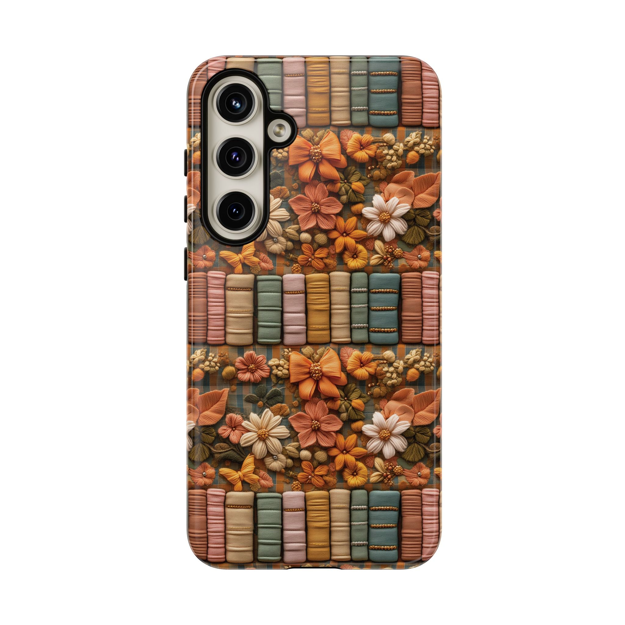 3D Illusion Boho Floral and Books Phone Case Gift for Her Phone 15, Samsung iPhone Samsung Gift for Her Case iPhone 15, Samsung iPhone Samsung Accessory Gift for Her