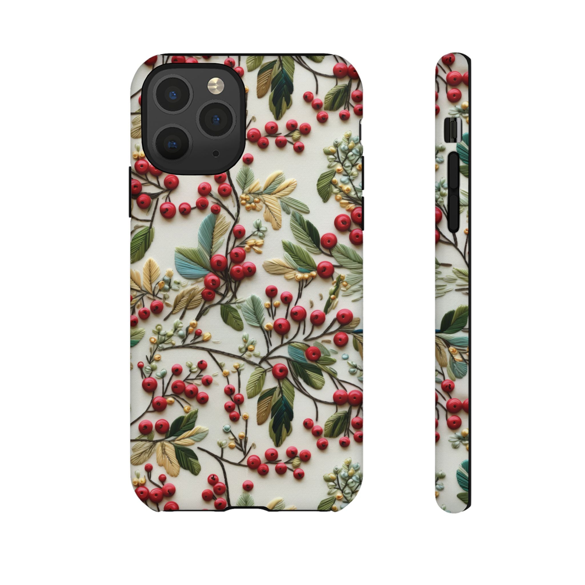 Holly Christmas Wildflowers Boho Chic Design Phone Case - Stylish, Protective Cover for All Models Gift for Mom Accessory Gift for Her
