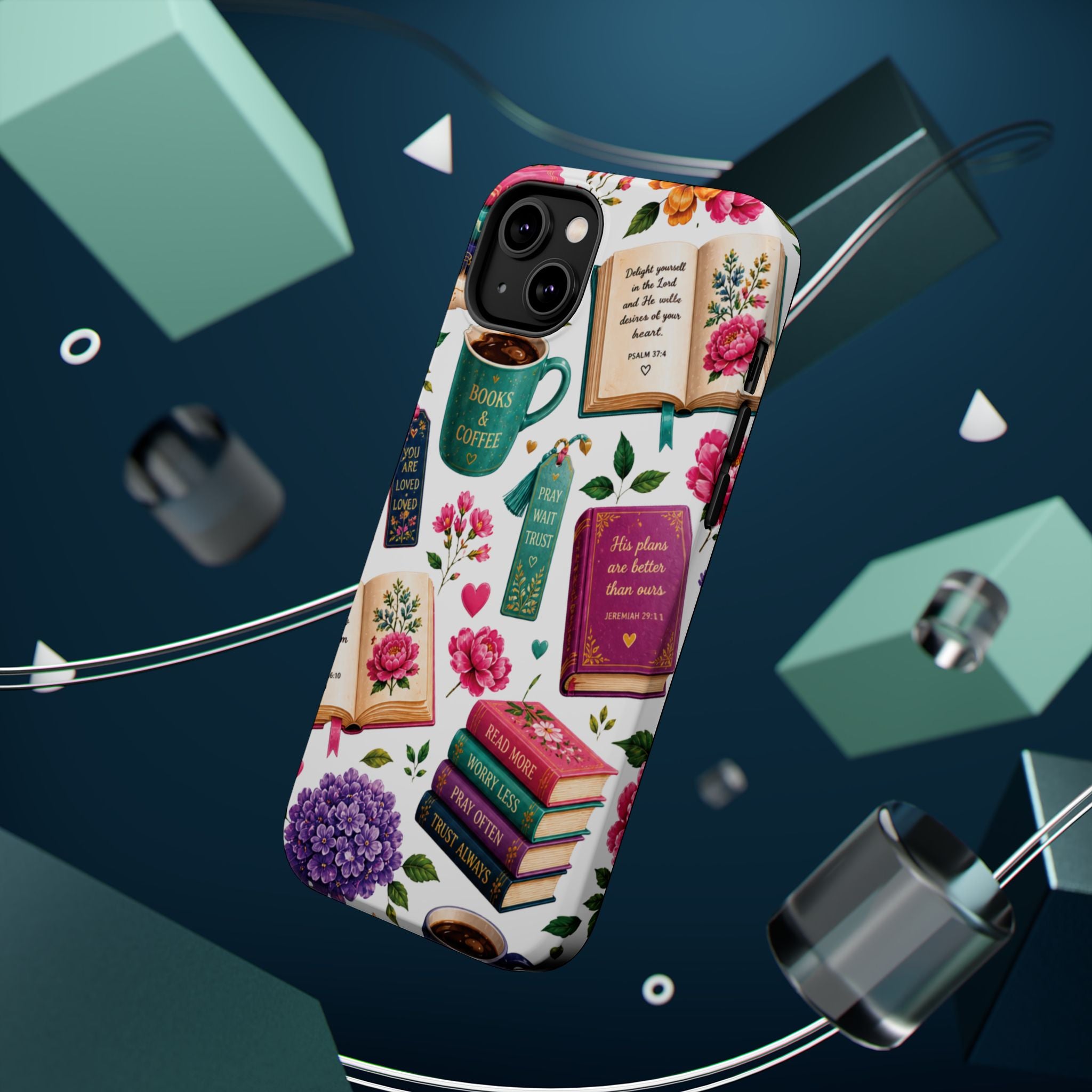 Christian Books & Coffee Phone Case — Magnetic Impact-Resistant Christian Gift
