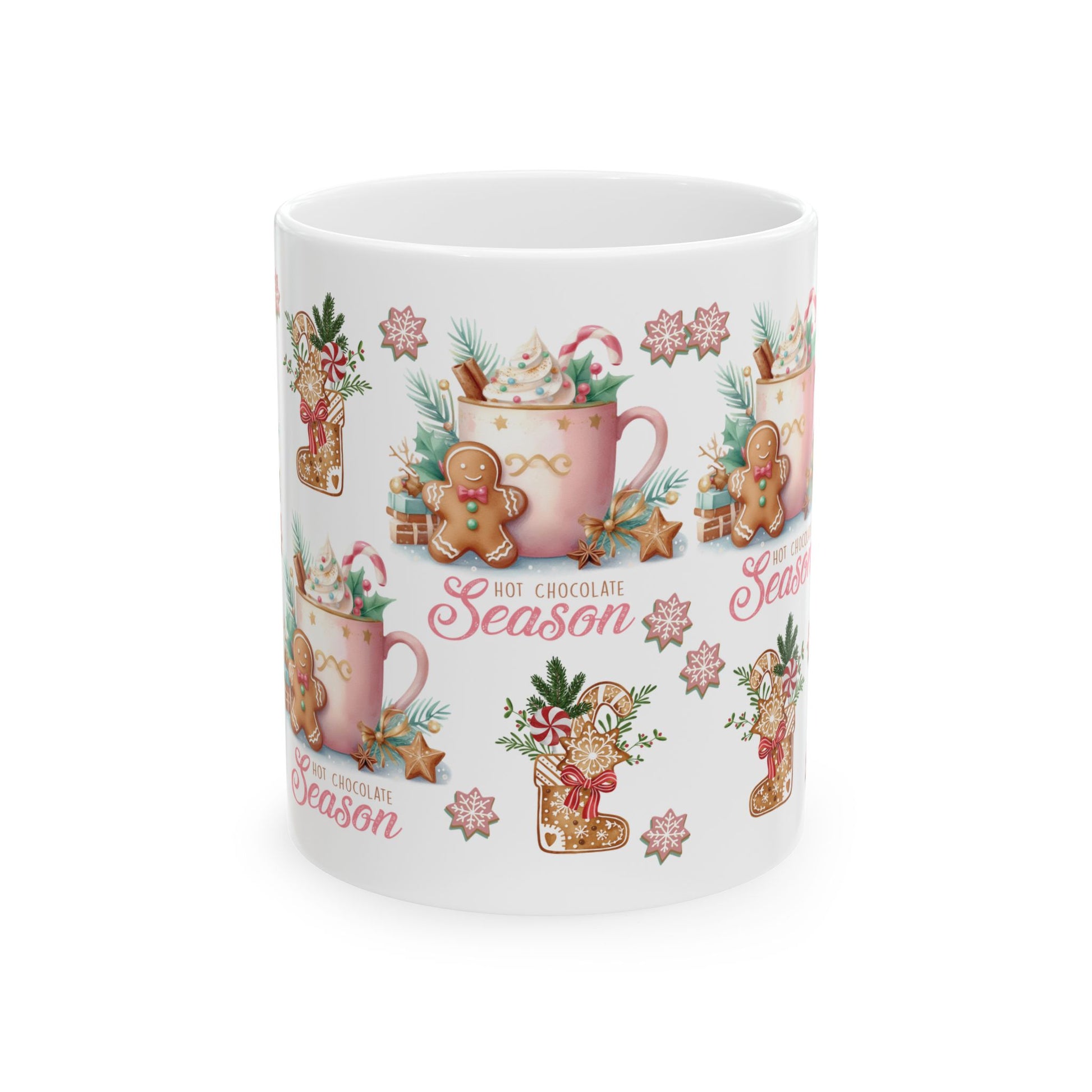 Charming Gingerbread with Hot Chocolate Season Pink Mug | Festive 11oz & 15oz Holiday Coffee Cups | Perfect Christmas Gift, Cozy Winter Drinks, and Seasonal  Mug for Tea, Cocoa, and More Unique Gift for Mom - MRSBYVALLE