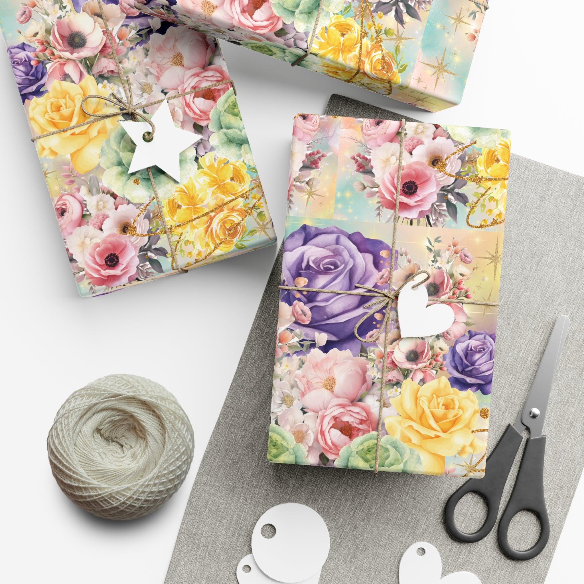 Pastel Floral Wrapping Paper | Vibrant Seasonal Blooms | Perfect for Birthdays, Special Occasions | Premium Quality Gifts Moms Weddings