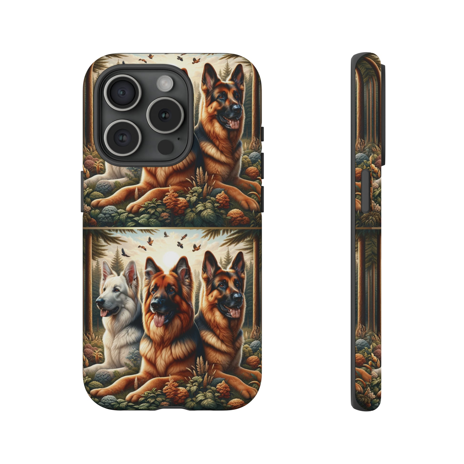 German Shepherd Phone Tough Case Floral Elegant Durable Dog Lover Devices iPhone 15, Samsung iPhone Samsung Accessory Gift for Her.