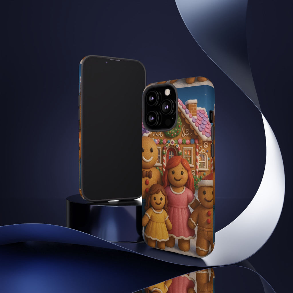 Coque de téléphone esthétique Famille en Pain d'Épices – Design d'inspiration vintage sur le thème de Noël – Étui stylé pour modèles iPhone et Samsung Galaxy