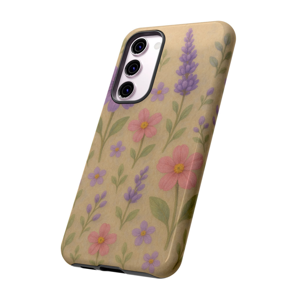 3D Illusion Wildflower Phone Case Cute Pastel Floral Design in Lavender, Pink, Mint Green – Aesthetic Protective Case for iPhone and  Android