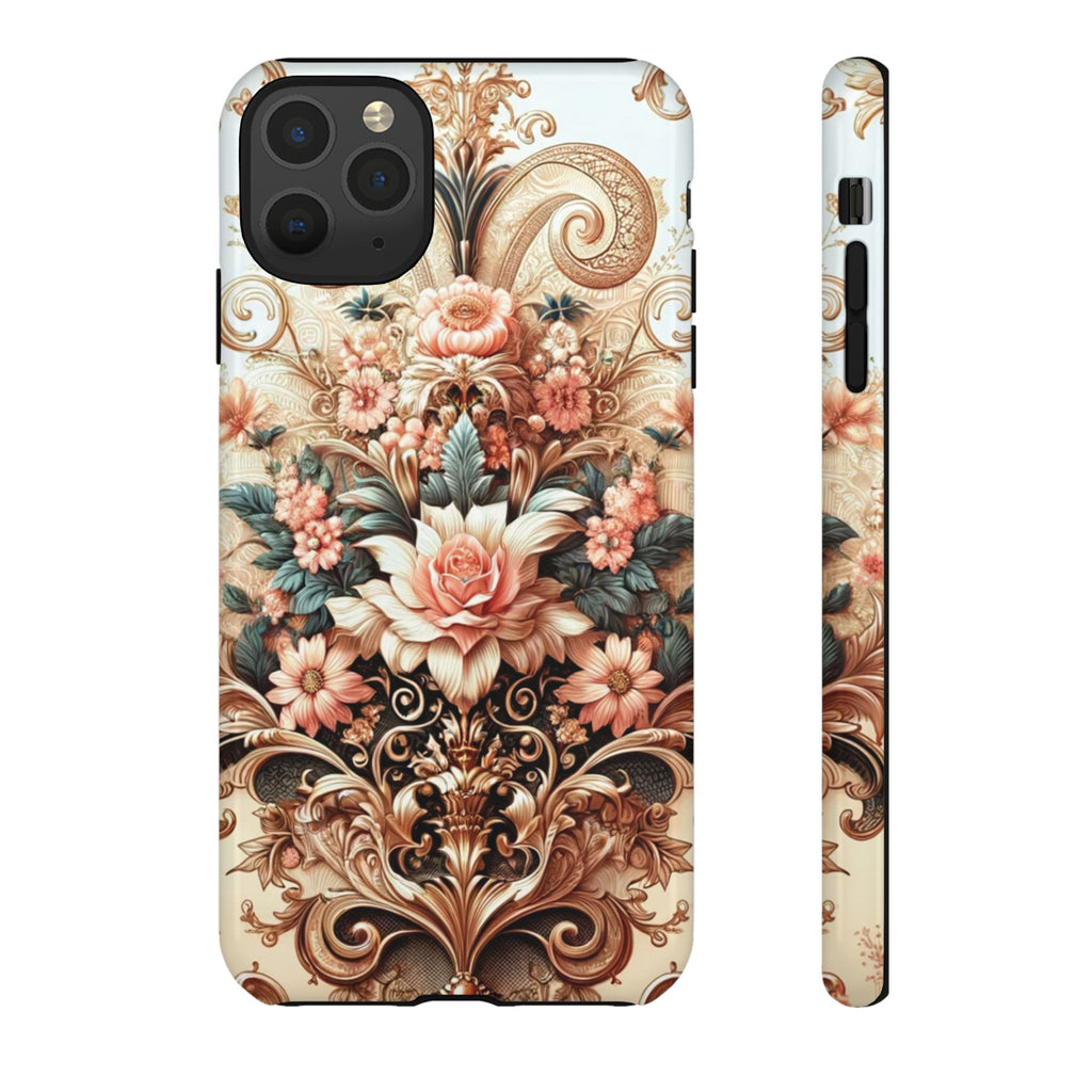 Gold Design Luxury Phone Tough Case Floral Elegant Durable Stylish for Modern Devices iPhone 17, 16, 15, Samsung iPhone Samsung Accessory Gift for Her