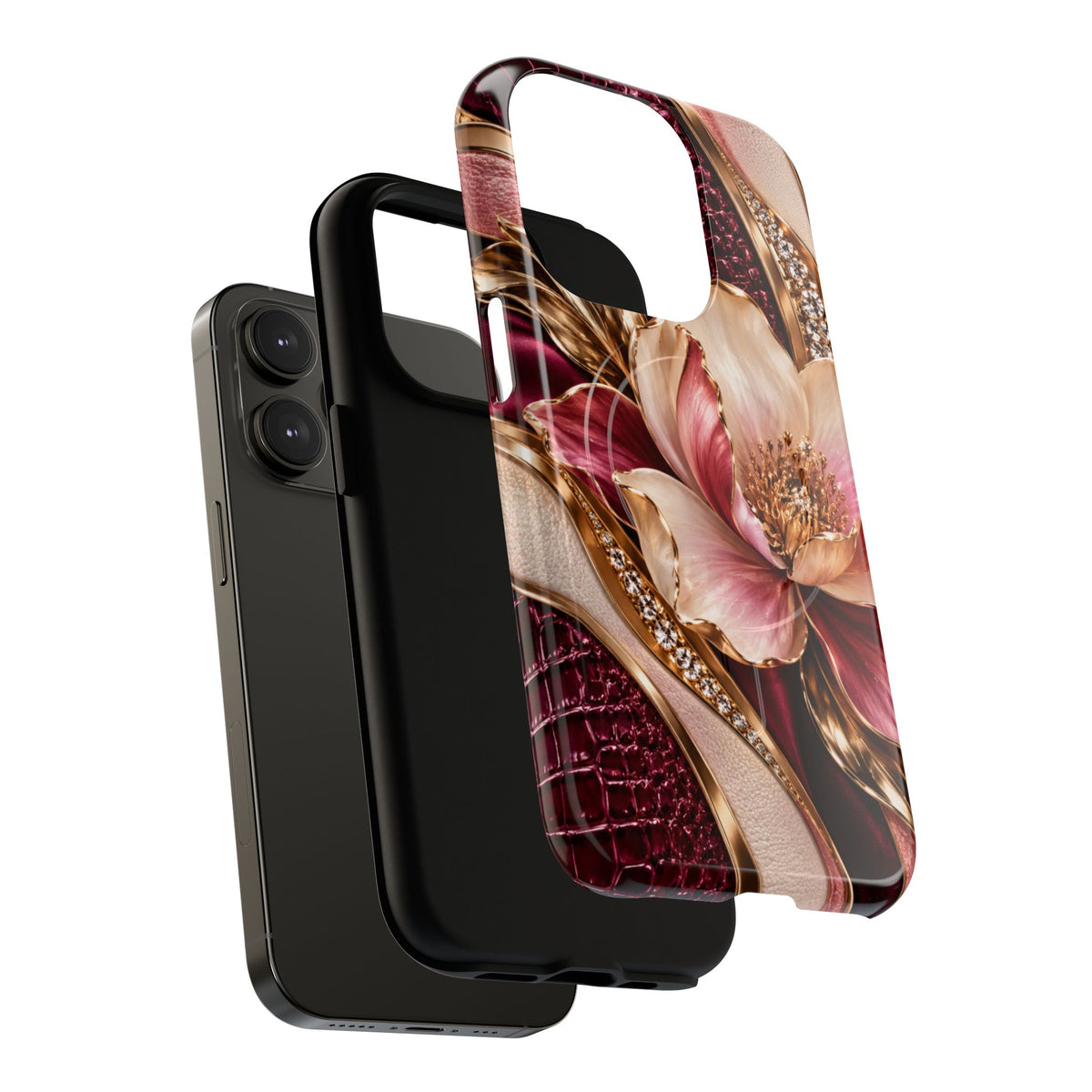 Magnetic Tough Phone Case — Vintage Rose Floral Armor