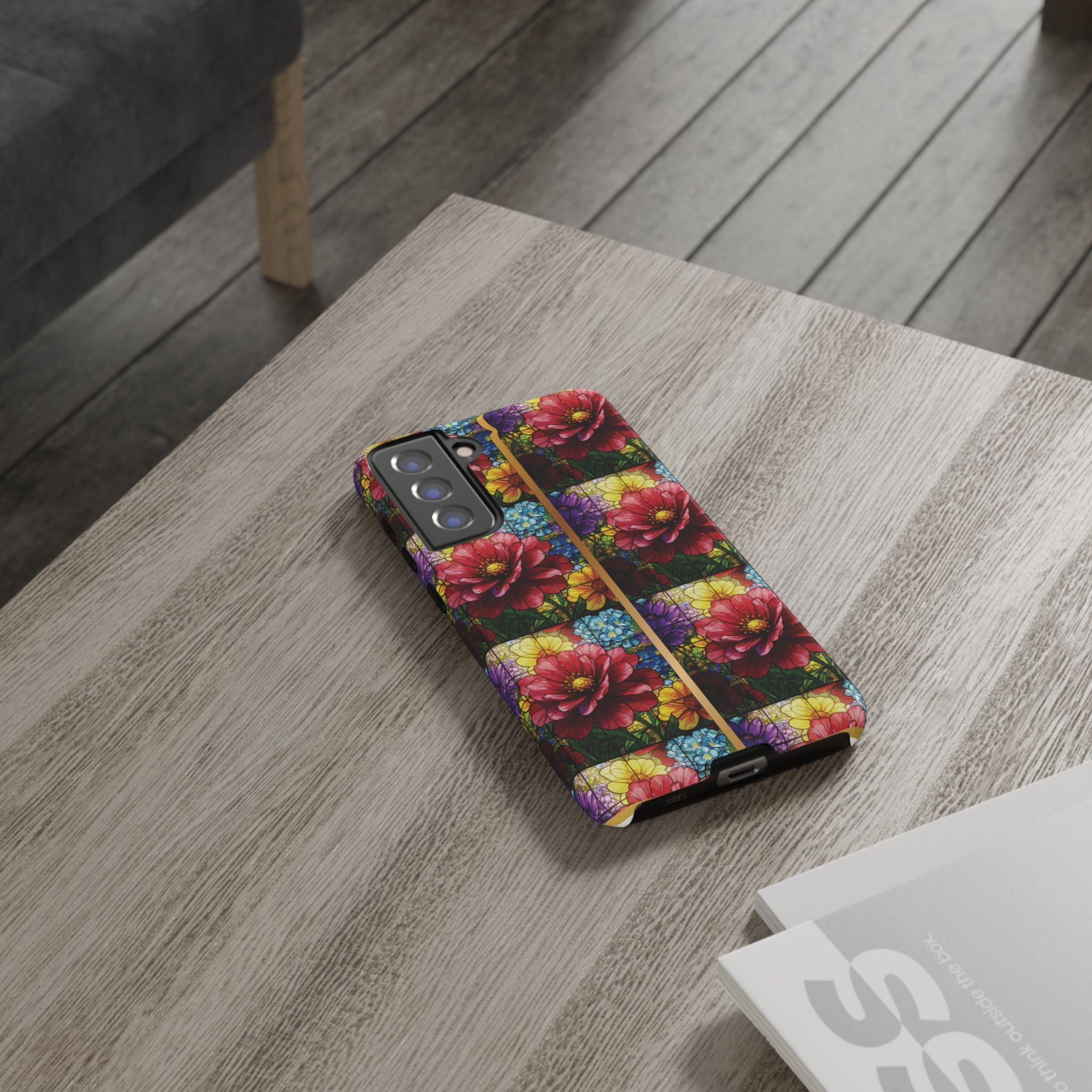 Stained Glass Illusion Floral Phone Case  3D Colorful Flower Design, Protective Christian Gift, Fits iPhone, Samsung, Google Pixel
