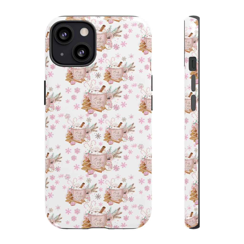 Baby it's Cold Outside Pink and White Phone Case Unique Holiday Protection for Your Device | Stylish & Durable Cover Gift for Her Phone 15, Samsung iPhone Samsung Accessory Gift for Her