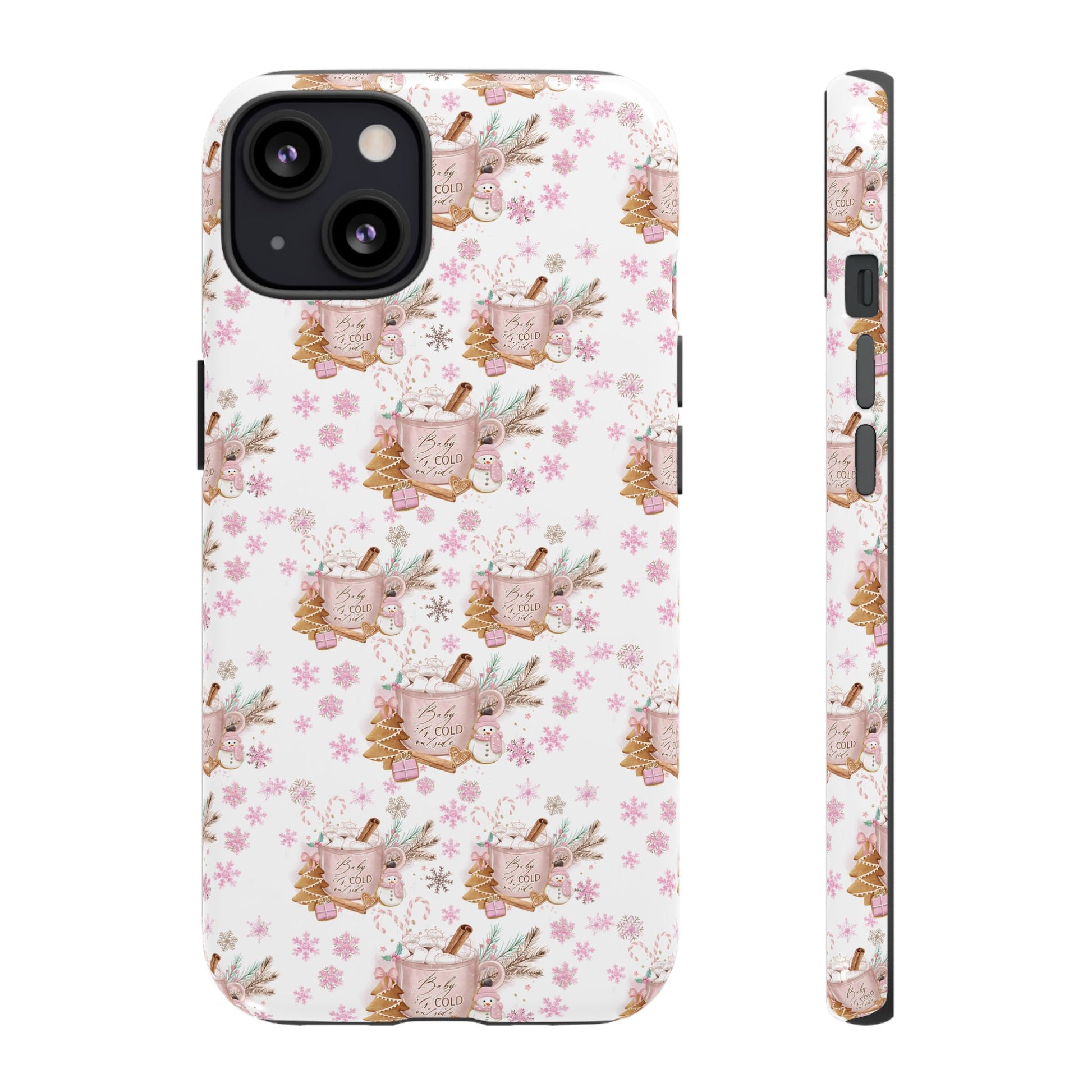 Baby it's Cold Outside Pink and White Phone Case Unique Holiday Protection for Your Device | Stylish & Durable Cover Gift for Her Phone 15, Samsung iPhone Samsung Accessory Gift for Her