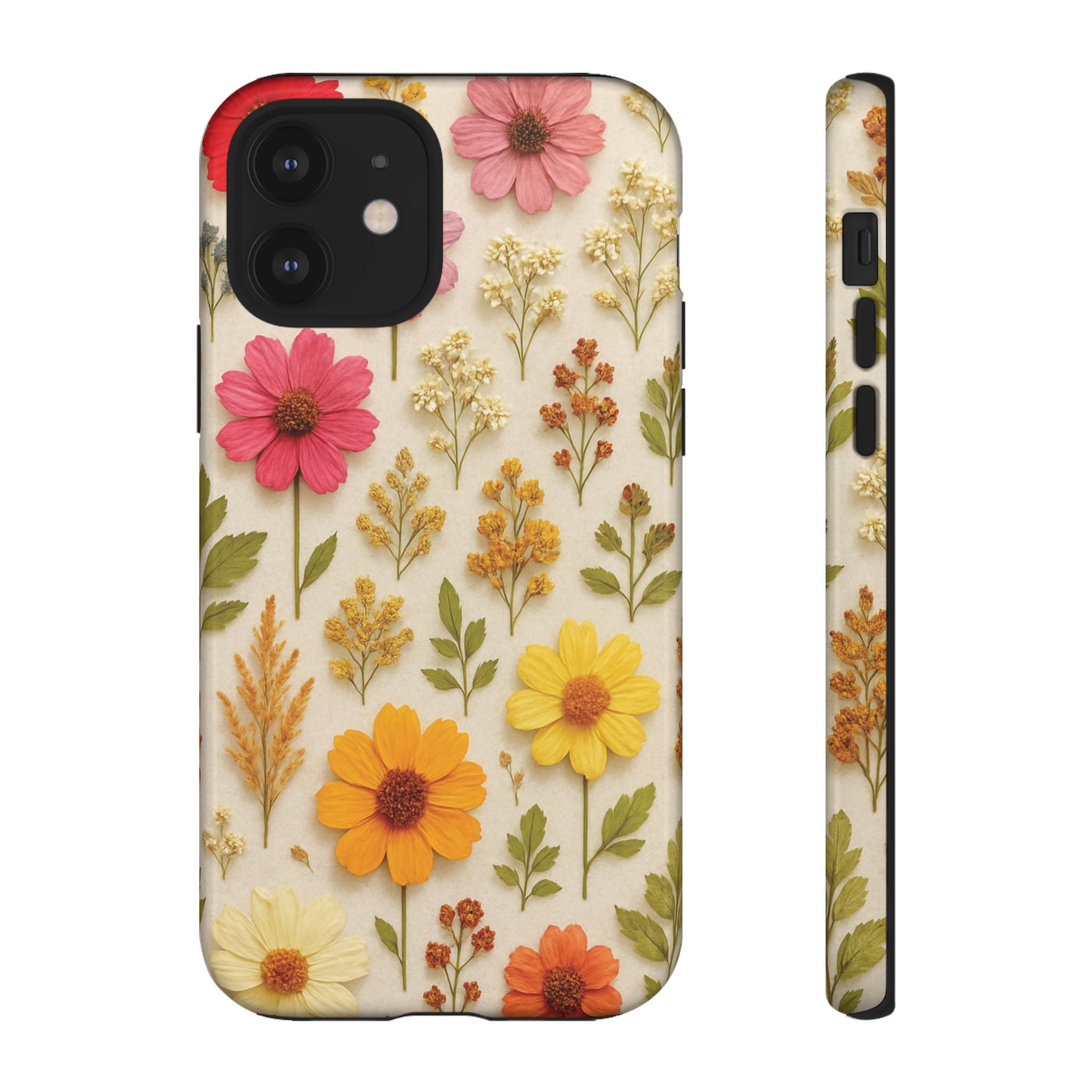 Dried Flowers Illusion Phone Case – Realistic Botanical Aesthetic, Colorful Pressed Floral Art, Trendy Nature-Inspired Protective Cover  iPhone & Samsung Models