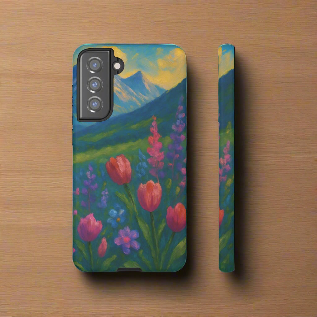 Mountains Wildflowers Phone Case | Vibrant Botanical Floral Design | Nature-Inspired Protective Cover for iPhone & Samsung | Trendy Aesthetic Gift Idea