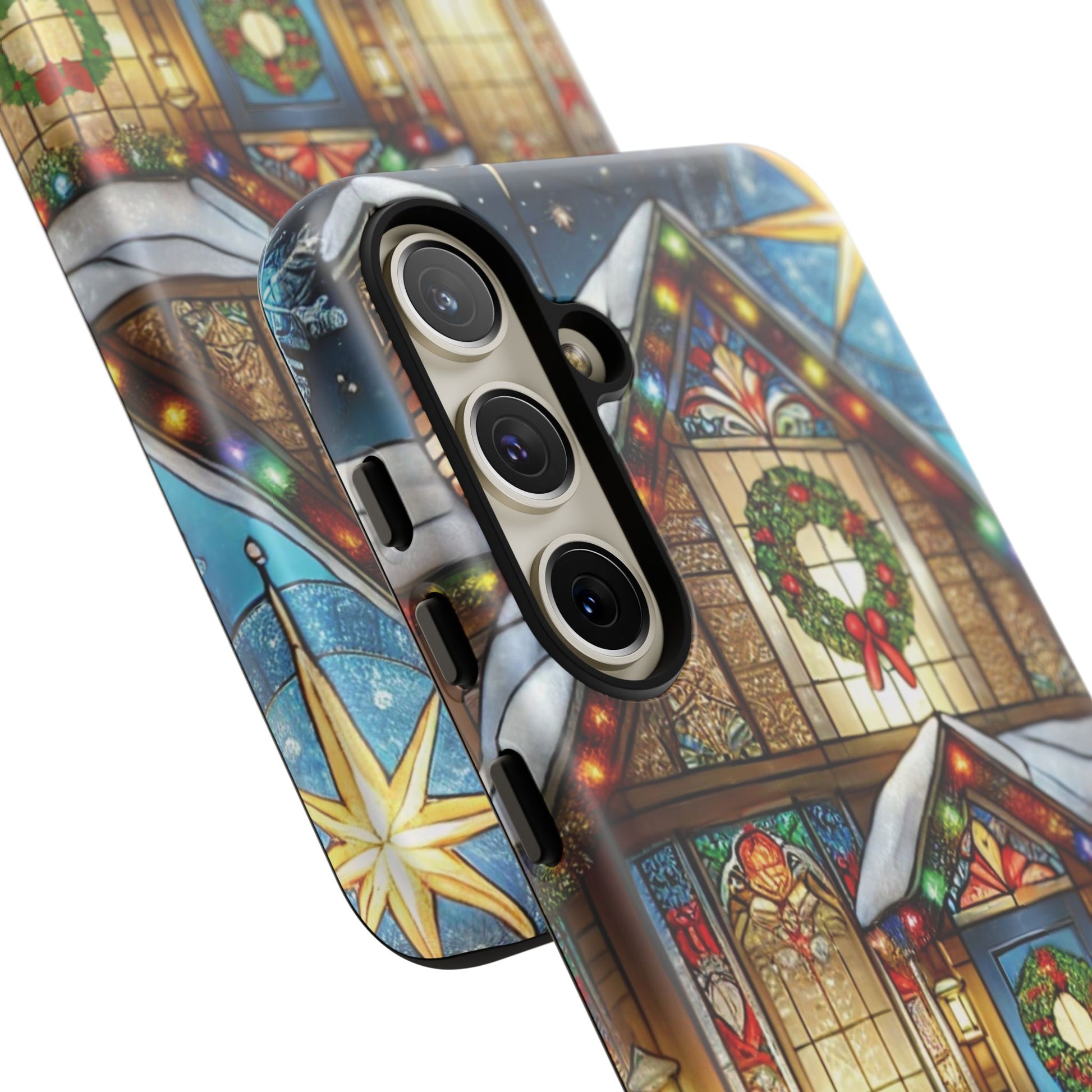 Stain Glass Christmas Phone Case Unique Holiday Protection for Your Device | Stylish & Durable Cover Gift for Her Phone 15, Samsung iPhone Samsung Accessory Gift for Her