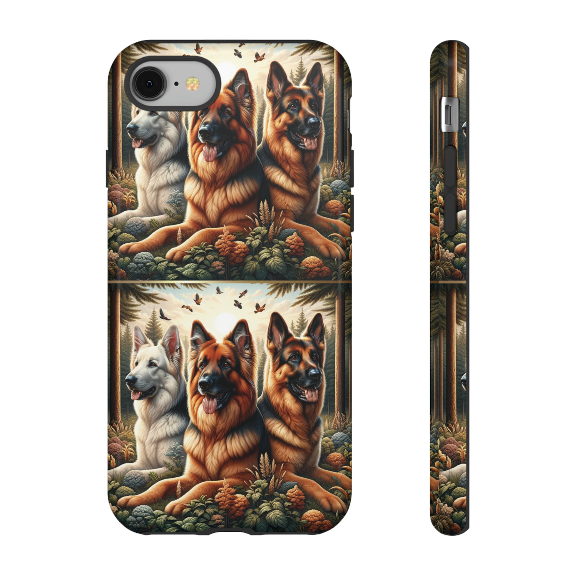 German Shepherd Phone Tough Case Floral Elegant Durable Dog Lover Devices iPhone 15, Samsung iPhone Samsung Accessory Gift for Her.