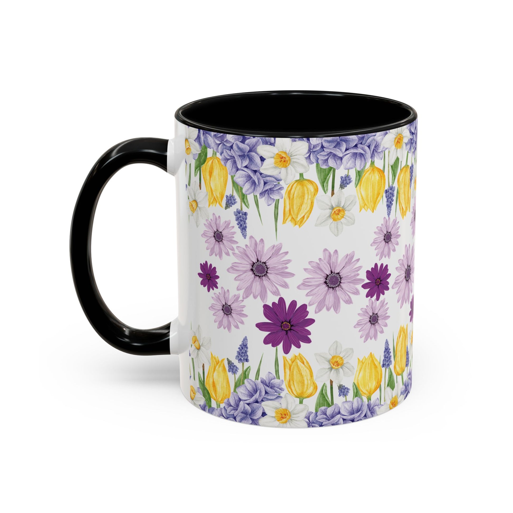 Botanical Floral Mug  Lavender & Yellow Flowers, Ceramic 11oz & 15oz Cup, Ideal Gift for Coffee Lovers, Mother's Day, or Cozy Spring Mornings