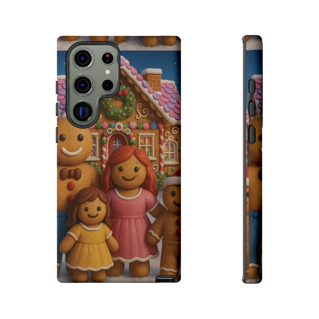 Coque de téléphone esthétique Famille en Pain d'Épices – Design d'inspiration vintage sur le thème de Noël – Étui stylé pour modèles iPhone et Samsung Galaxy