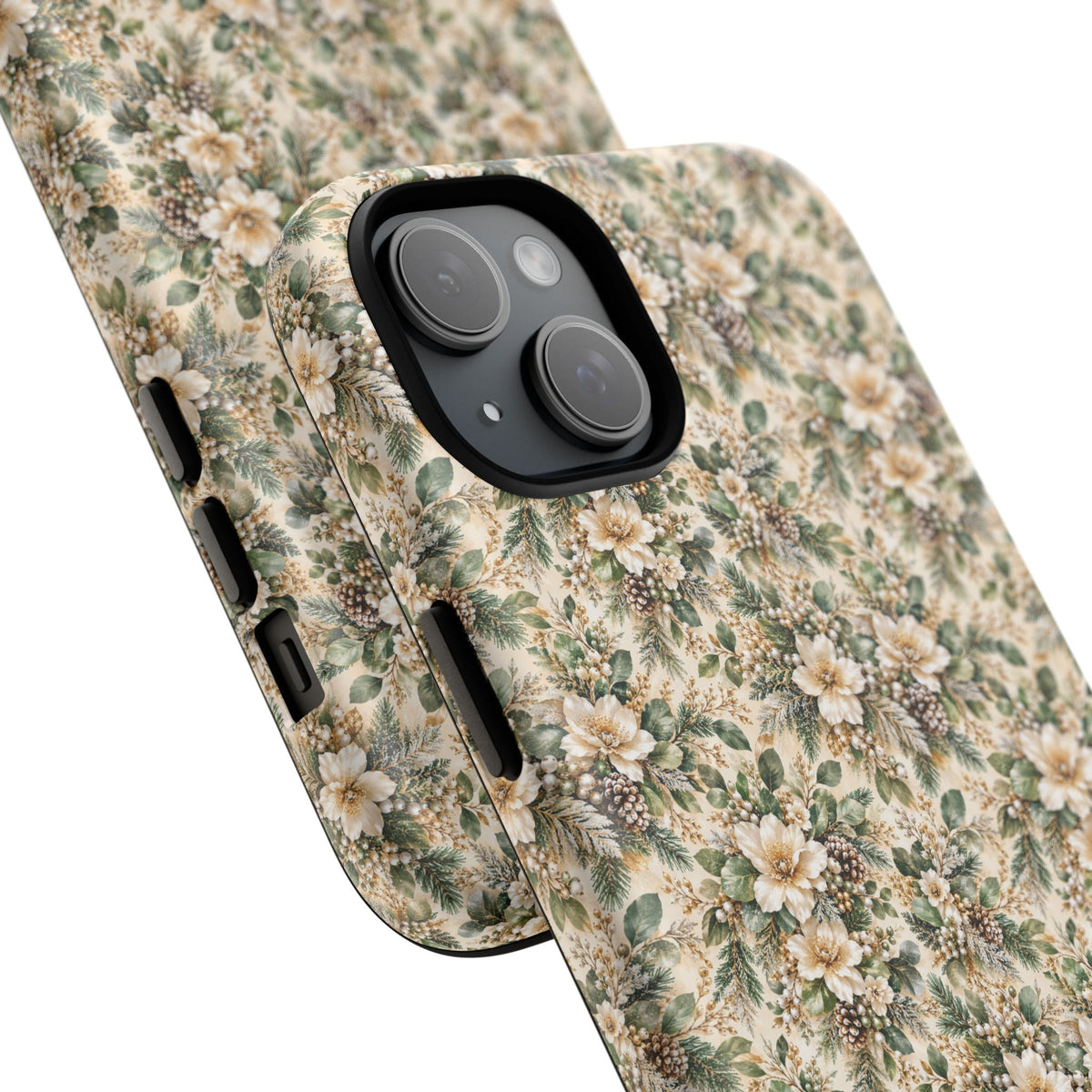 Sage Green & Champagne Floral MagSafe Tough Phone Case