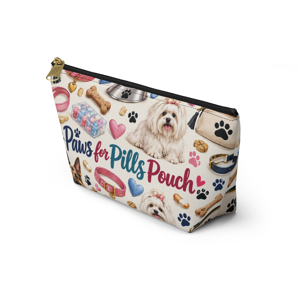 Paws for Pills Accessory Pouch — Dog Medicine & Treats T-Bottom Makeup Bag