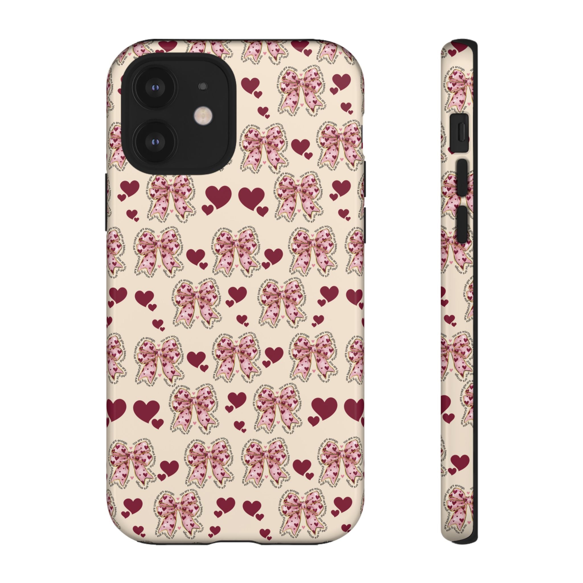 Charming Hearts & Pink Bows Phone Case Stylish & Durable Protection for Your Device | Scratch-Resistant, Slim Fit, and Lightweight Design for Everyday Use for iPhone & Android | Fresh Nature-Inspired Design!