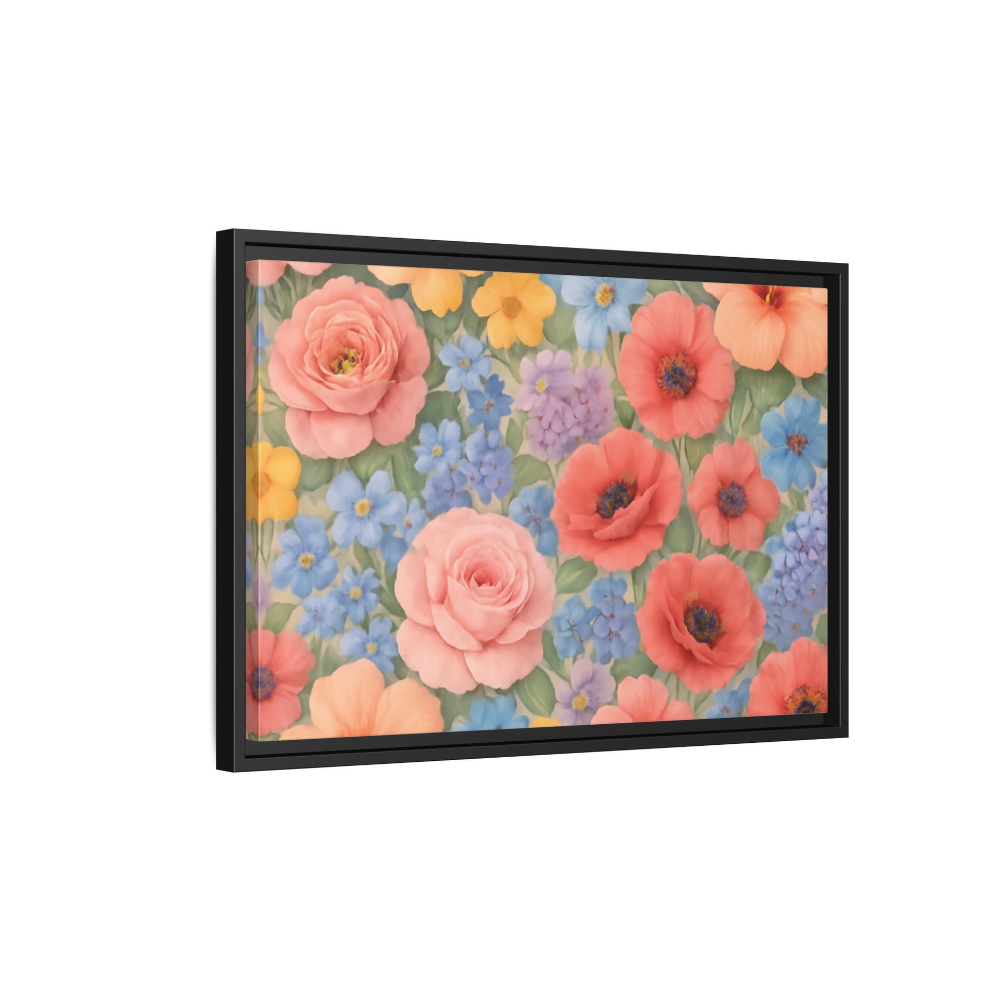 Luxury Framed Floral Canvas – Bold Multi-Color Botanical Wall Art, Elegant Nature-Inspired Accent for Living Room, Bedroom, or Office Décor Gift for Mom