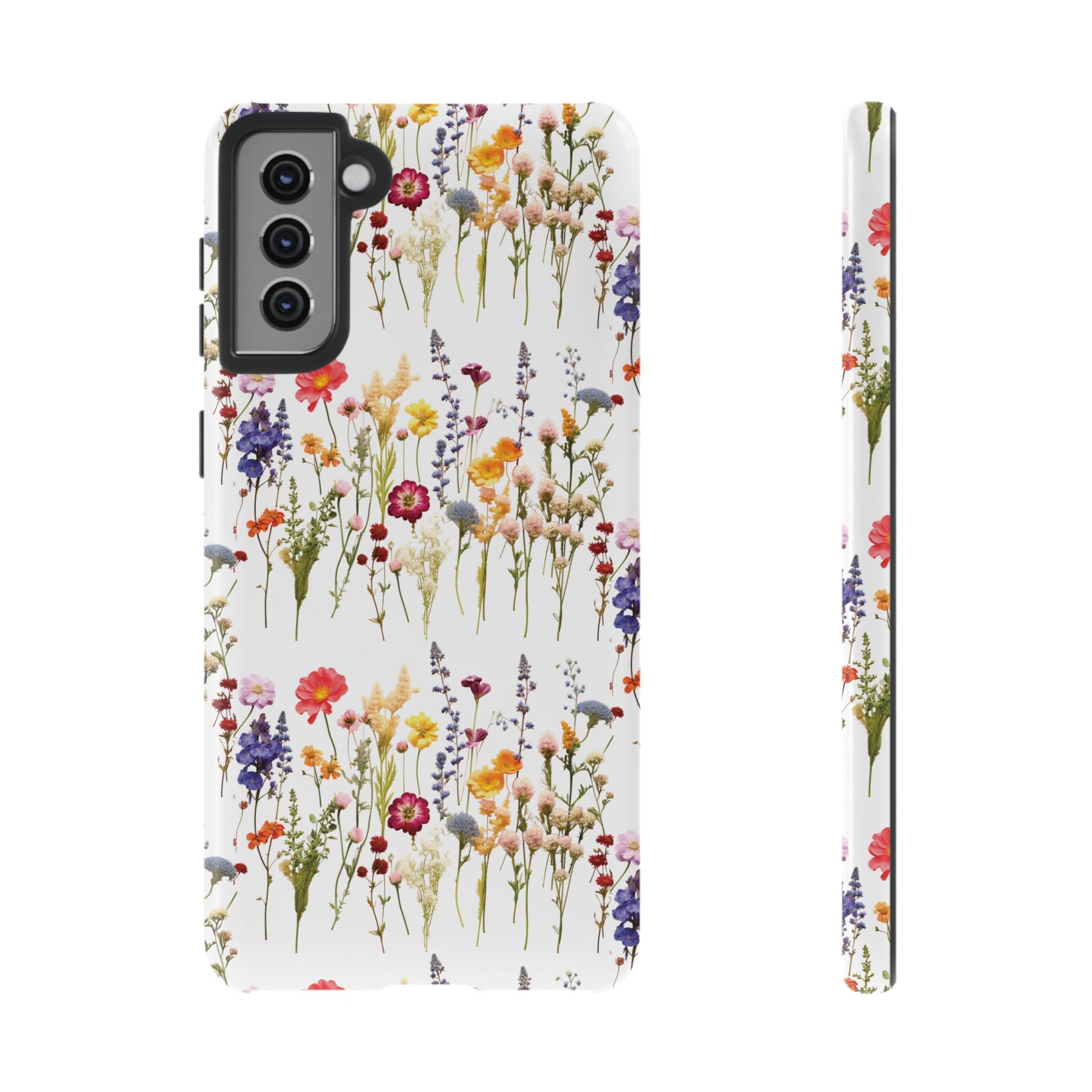 White Best Phone Case Press Flowers Floral 3D Illusion Luxury Tough Case Floral Elegant Durable Stylish for Modern Devices iPhone 17, 16, 15, Samsung iPhone Samsung Accessory Gift for Her