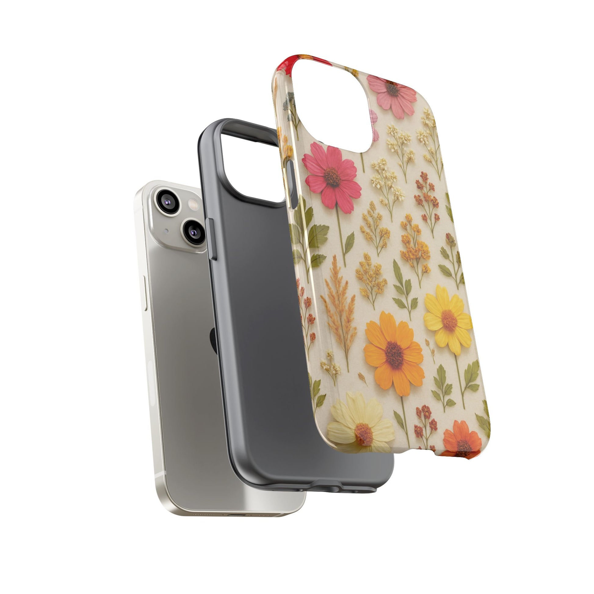 Dried Flowers Illusion Phone Case – Realistic Botanical Aesthetic, Colorful Pressed Floral Art, Trendy Nature-Inspired Protective Cover  iPhone & Samsung Models