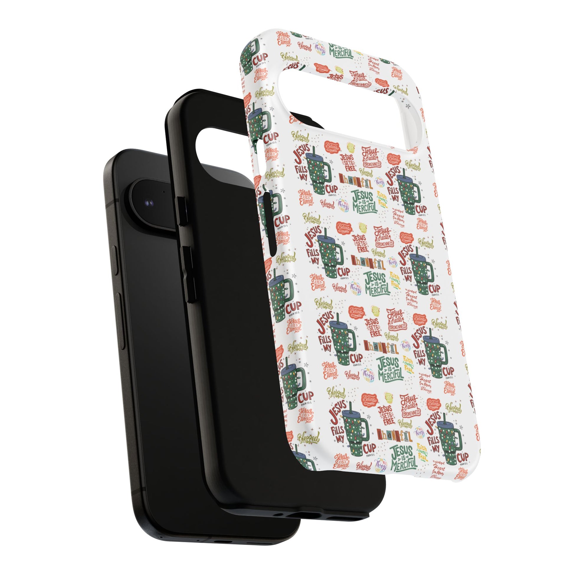 Jesus Fill My Cup Phone Case Cute Floral Design in Red, Pink, Blue – Aesthetic Protective Case for iPhone and  Android