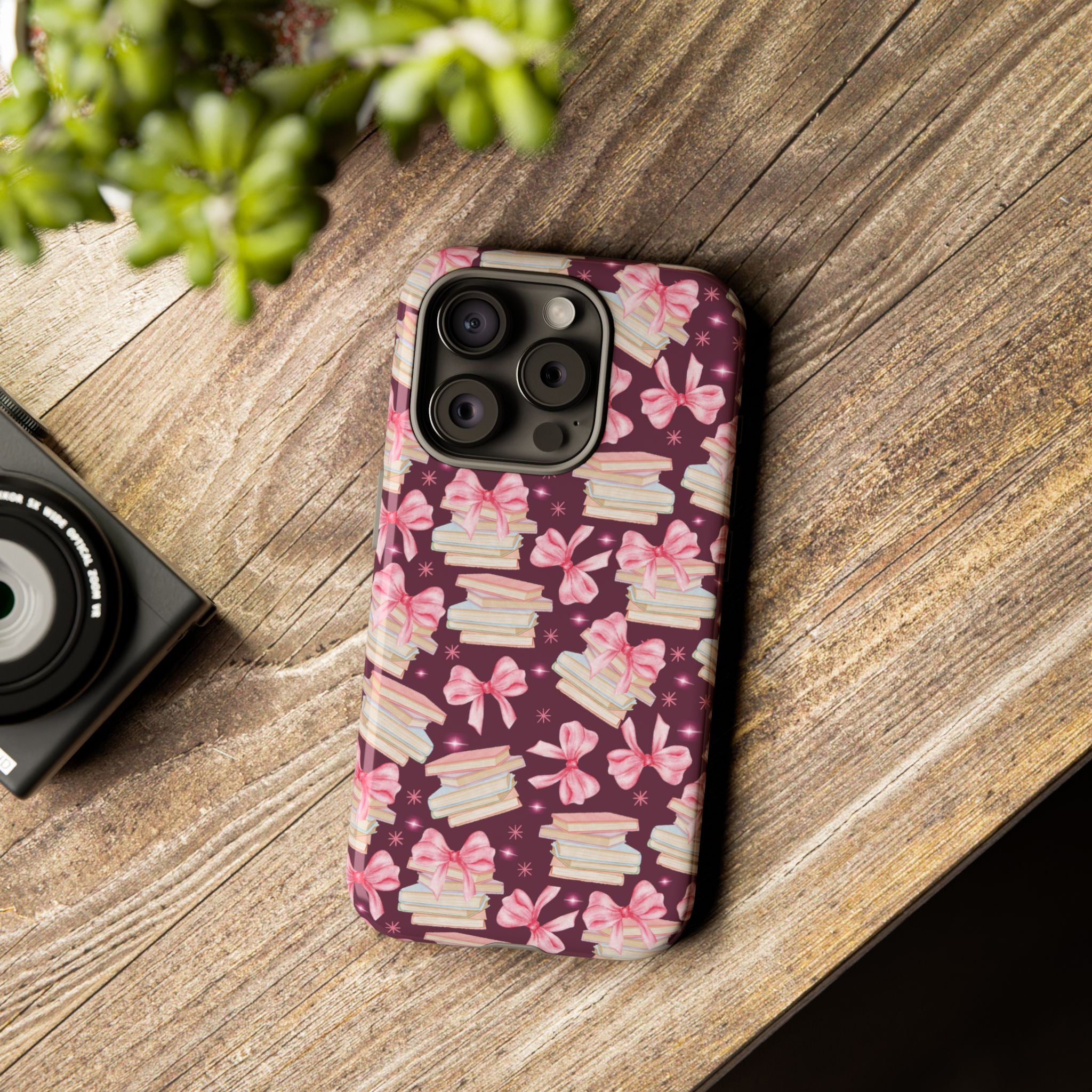 Coquette Pink Bows & Books Phone Case for iPhone 17 and Samsung, Pixel | Stylish Protective Cover Gift for Her Perfect for Floral Lover