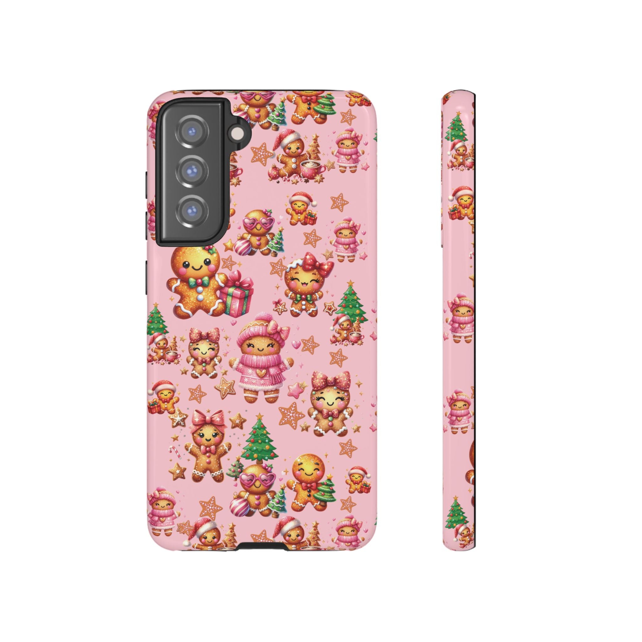 Adorable Pink Gingerbread Girl Phone Case Girly Holiday Vibes, Sweet Christmas Aesthetic, Cute & Festive Gift Idea for Her, Fun Protective Cover