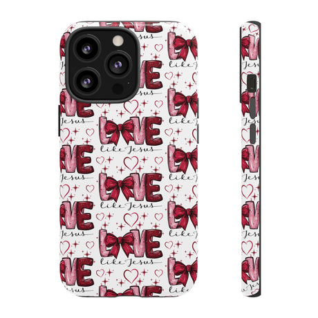 Love Like Jesus Red Bows and Hearts—Tough, Faithful Phone Cases & Religious iPhone Accessories: Protect Your Device & Show Your Faith