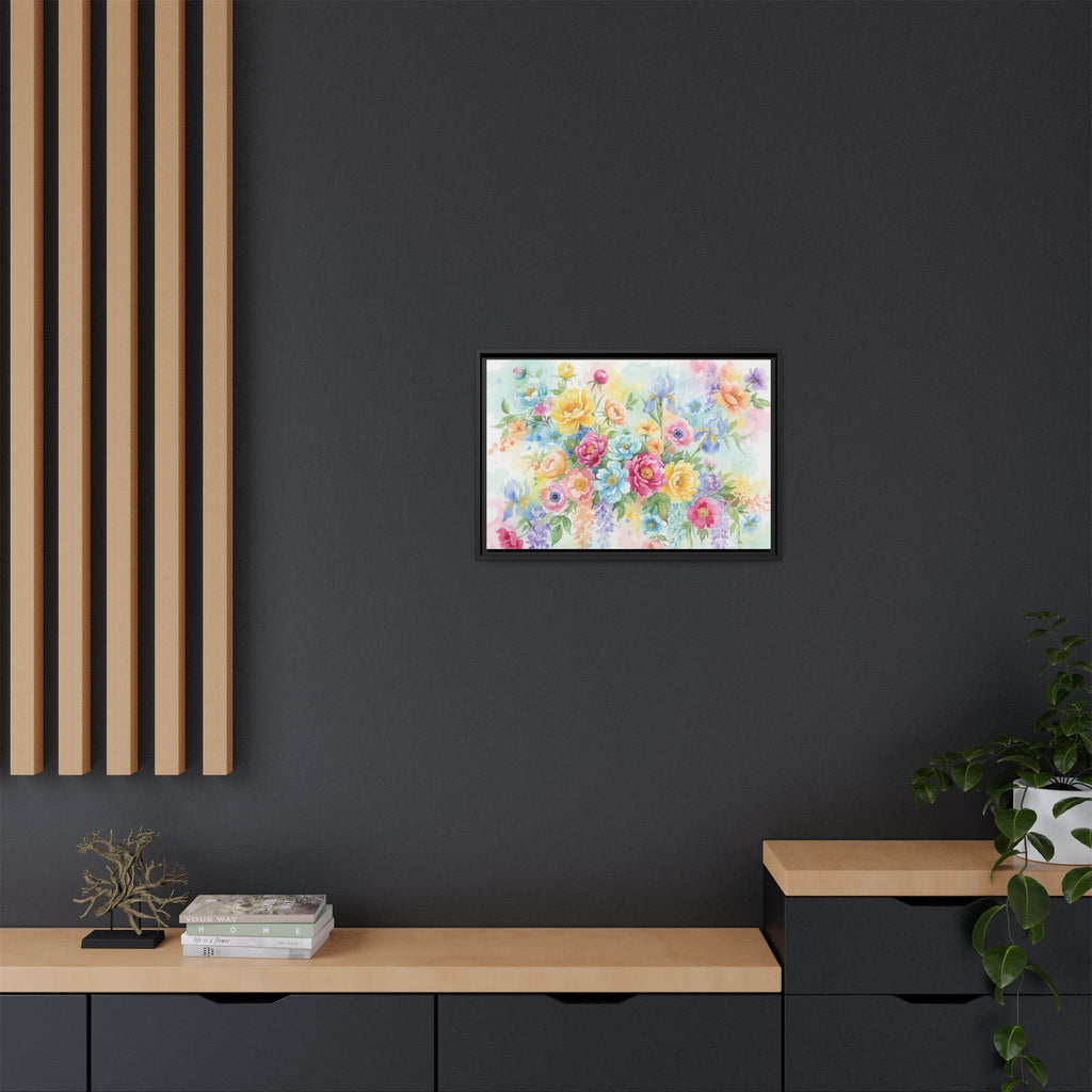 Toile Bouquet Floral Aquarelle, Art Mural Mat Encadré | Art Mural Multicolore