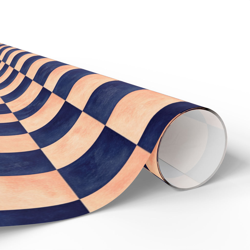 Navy and  Peach Checkerboard Wrapping Paper Wedding, Birthdays