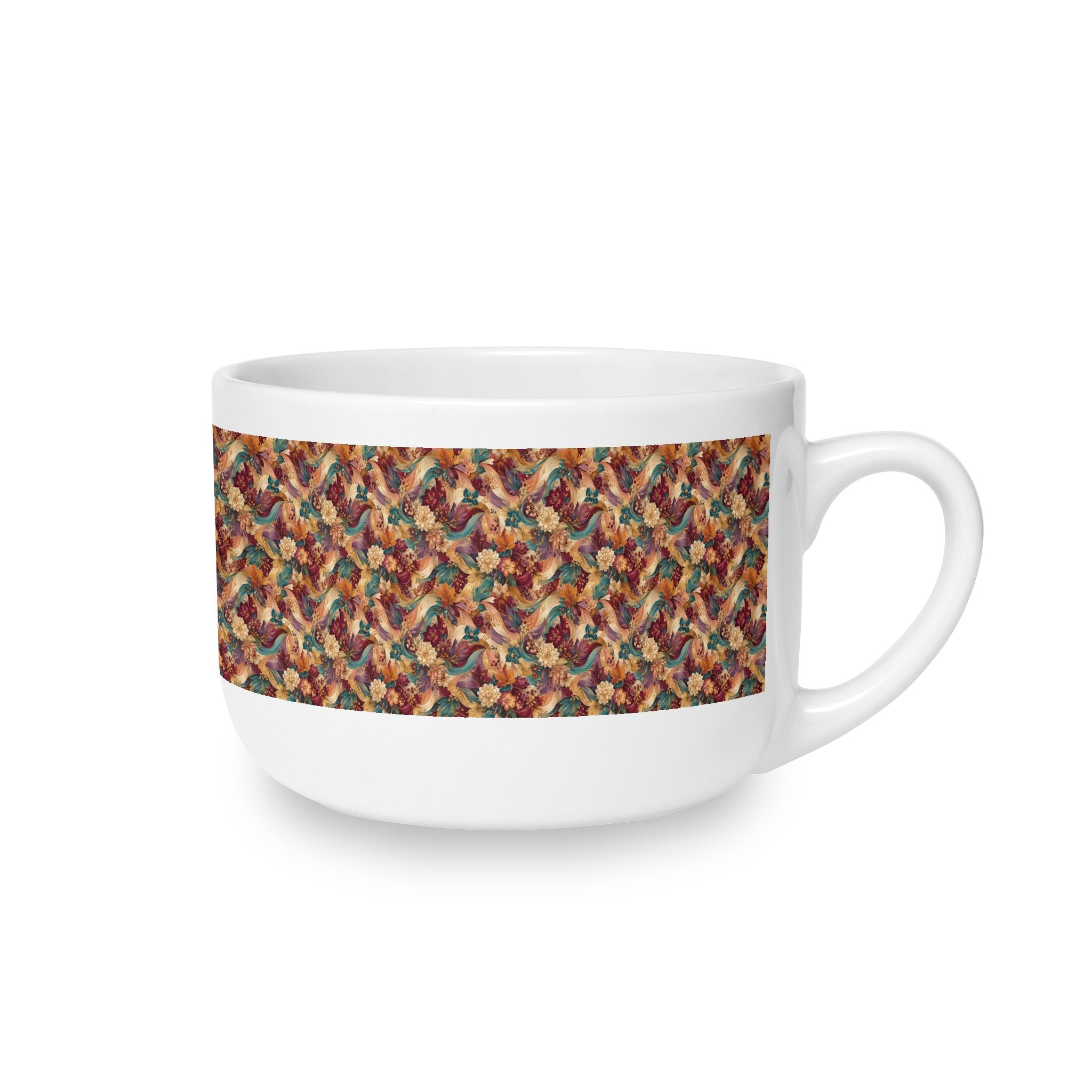 Autumn Knit Pattern Latte Mug — 25oz Ceramic Coffee Cup Gift for Mom