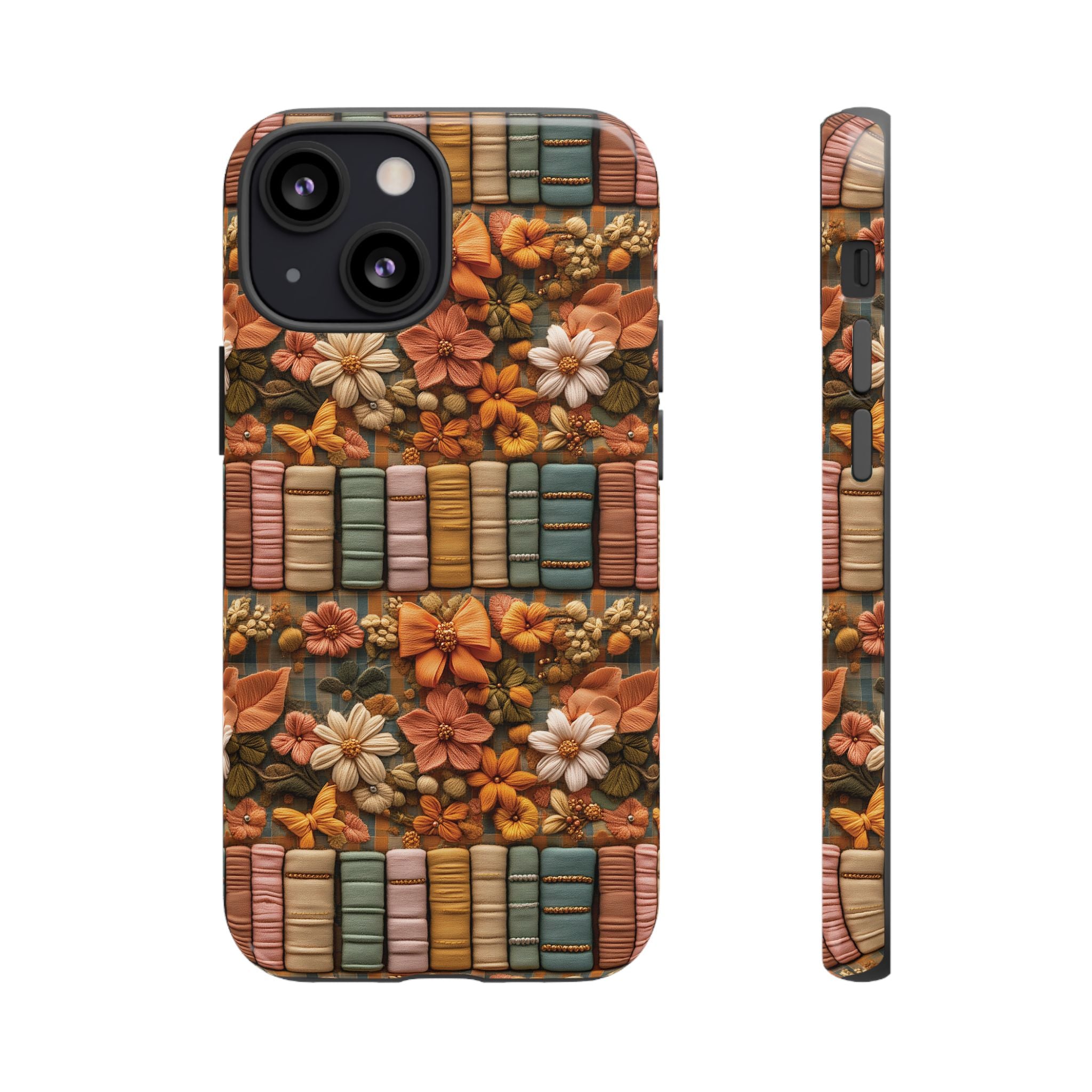 3D Illusion Boho Floral and Books Phone Case Gift for Her Phone 15, Samsung iPhone Samsung Gift for Her Case iPhone 15, Samsung iPhone Samsung Accessory Gift for Her