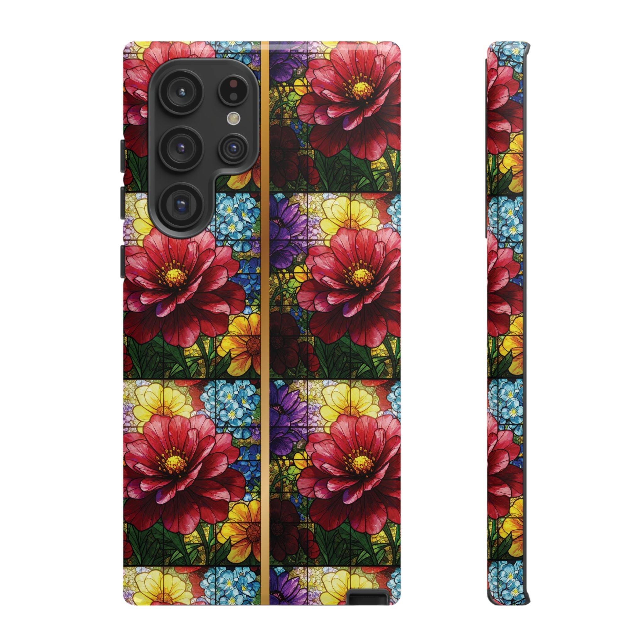 Stained Glass Illusion Floral Phone Case  3D Colorful Flower Design, Protective Christian Gift, Fits iPhone, Samsung, Google Pixel